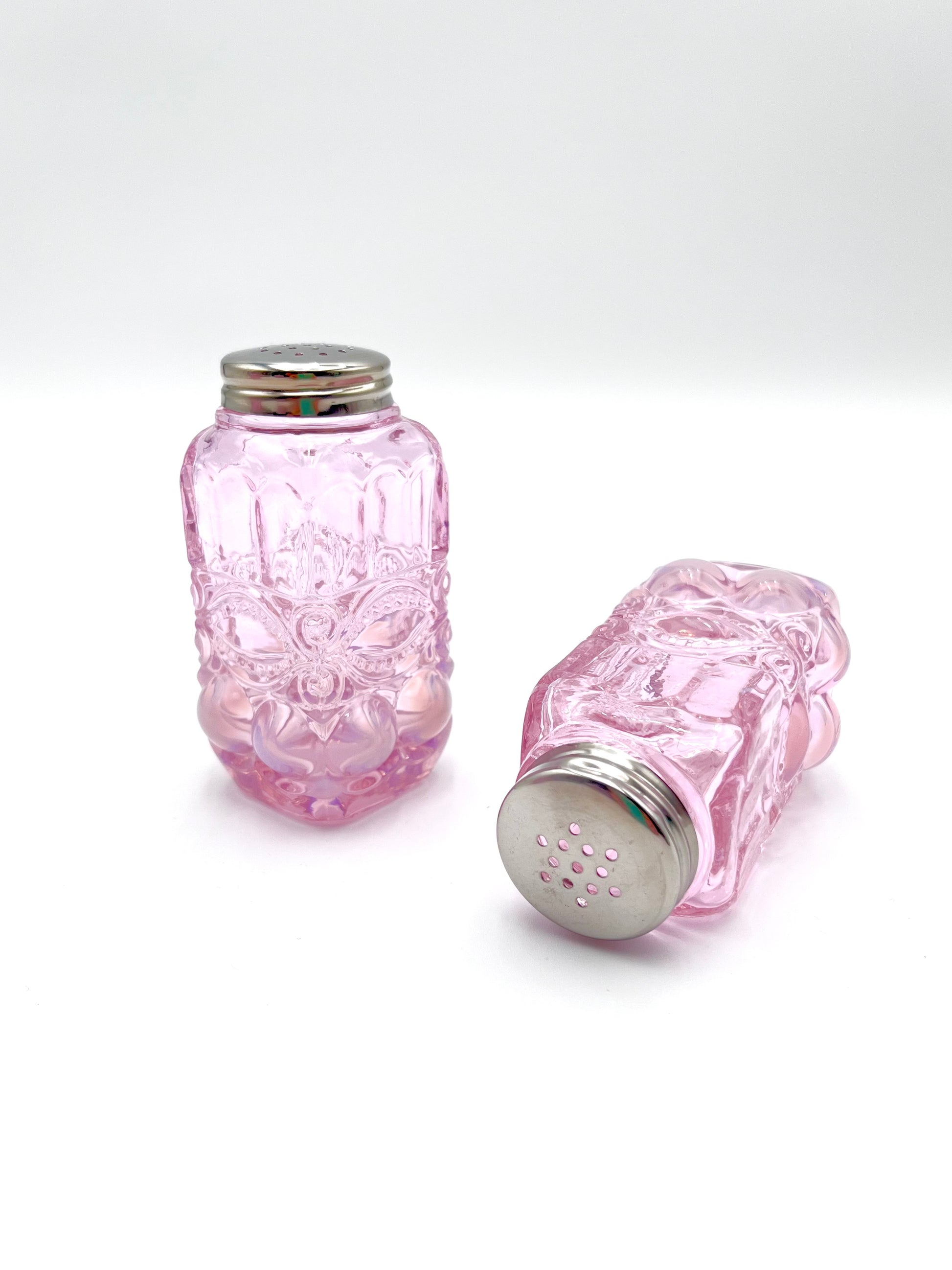 Mosser Glass Pink Opal Eye Winker Salt and Pepper Shakers, 3-7/8" High