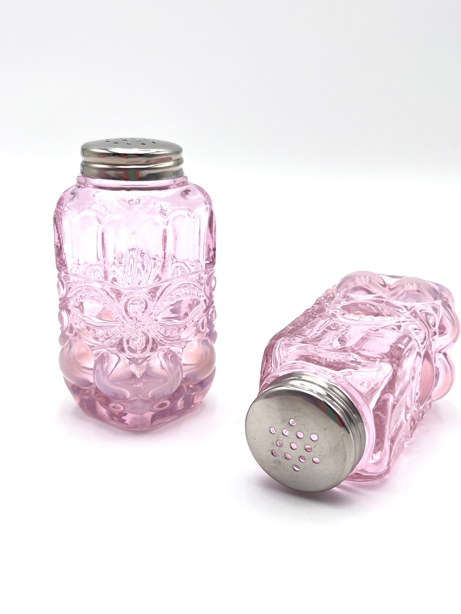 Mosser Glass Pink Opal Eye Winker Salt and Pepper Shakers, 3-7/8" High