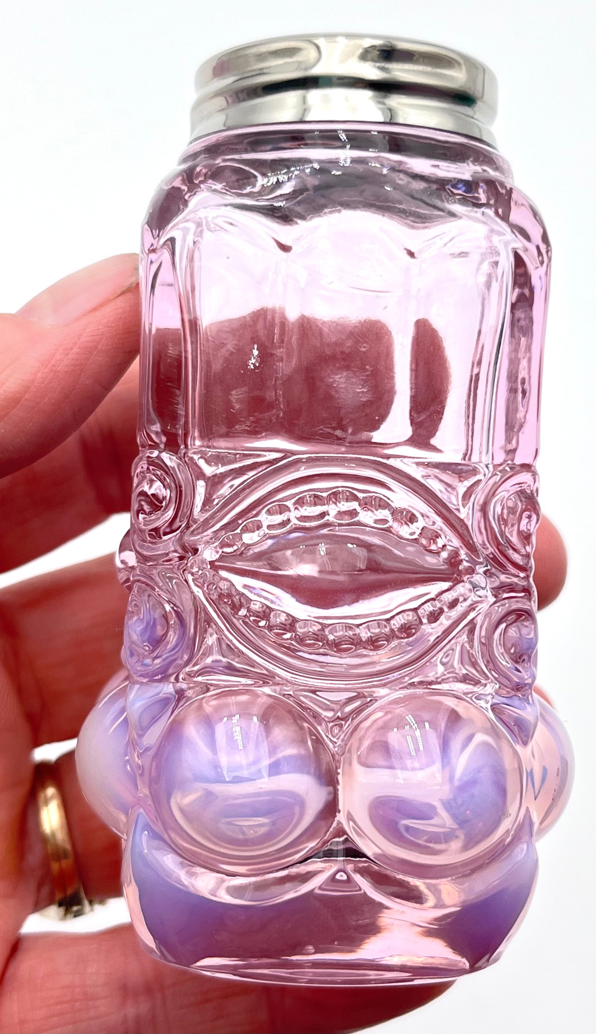 Mosser Glass Pink Opal Eye Winker Salt and Pepper Shakers, 3-7/8" High