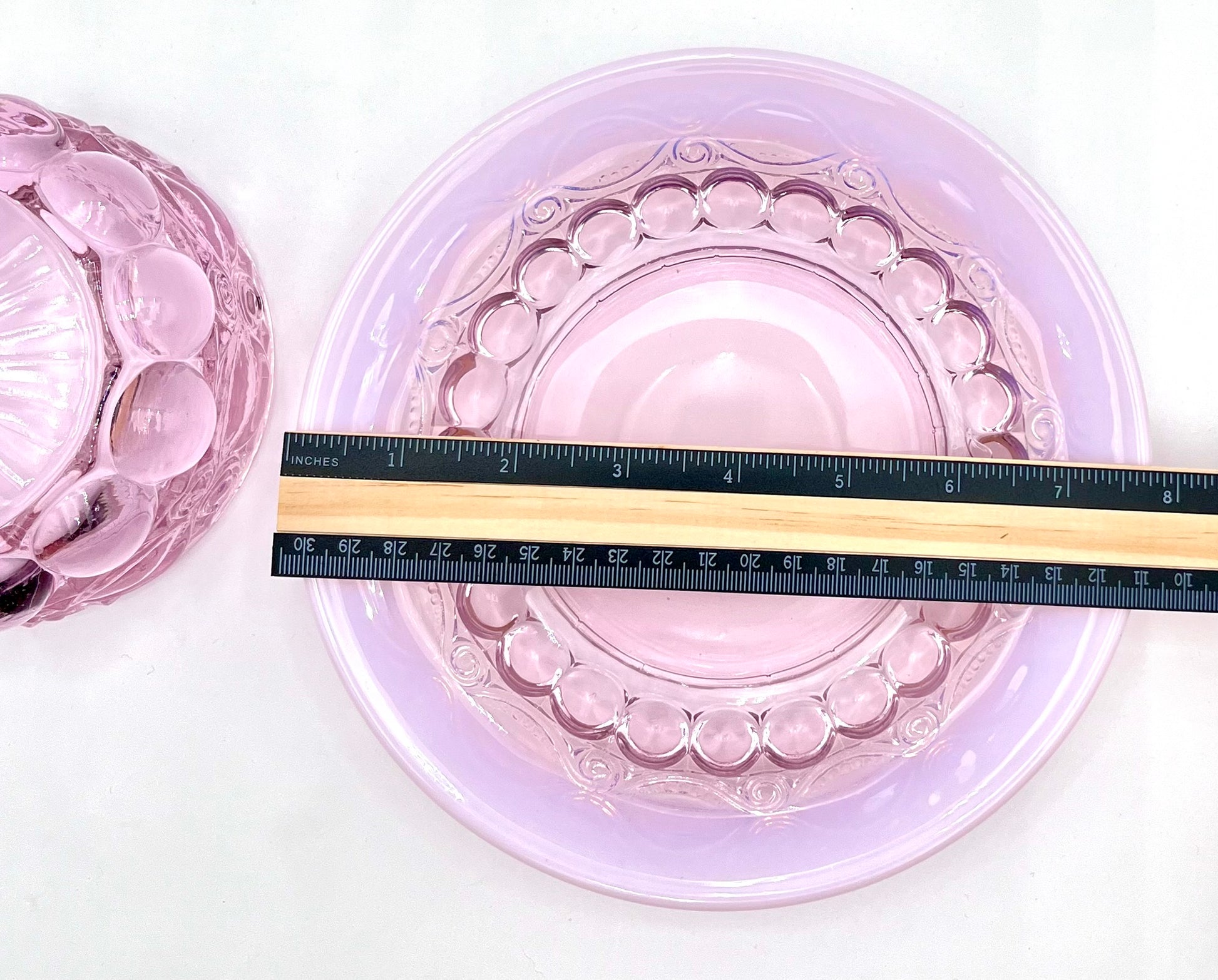 Mosser Glass Eye Winker Covered Butter or Cheese Dish in Pink Opal
