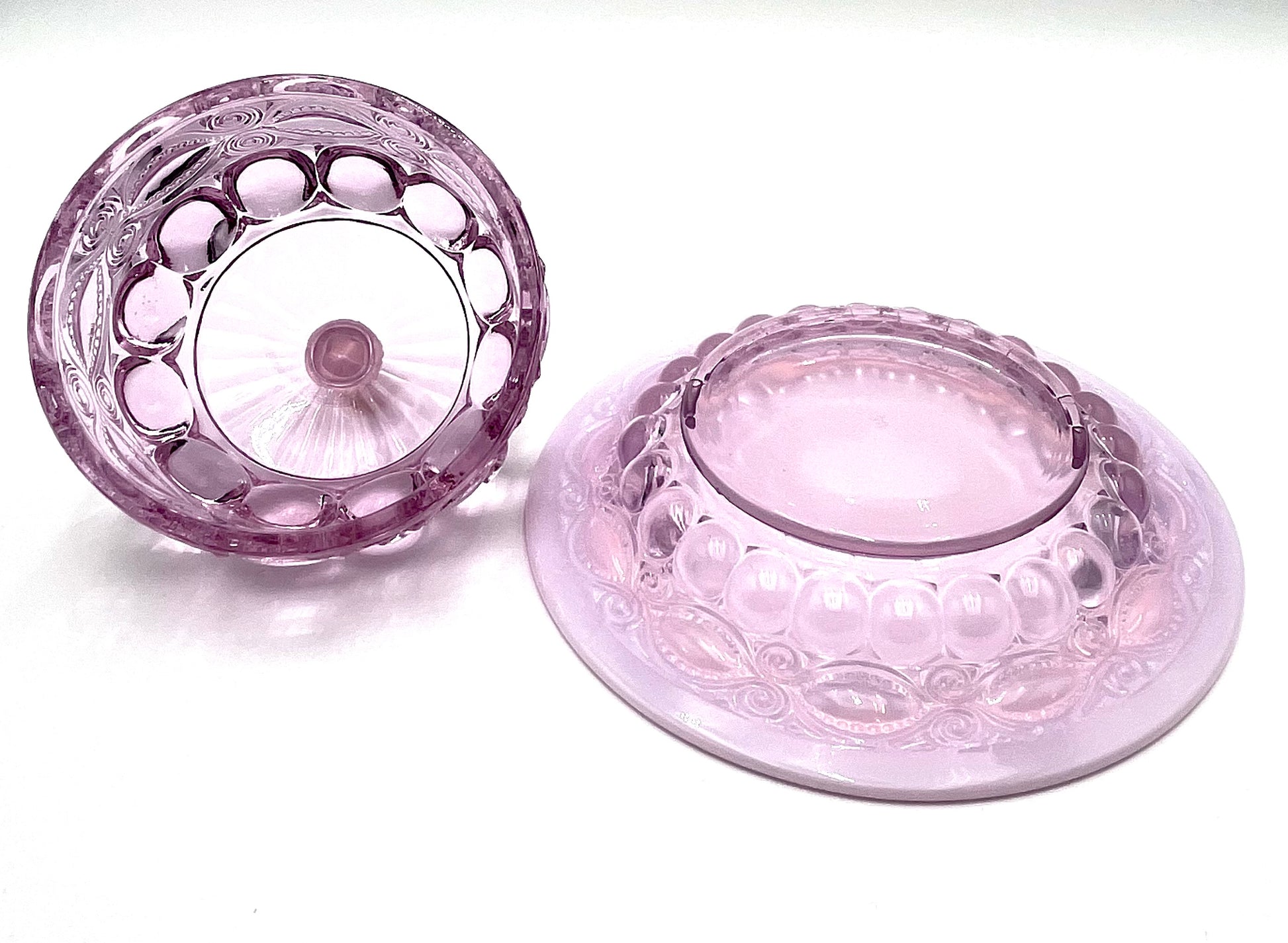 Mosser Glass Eye Winker Covered Butter or Cheese Dish in Pink Opal