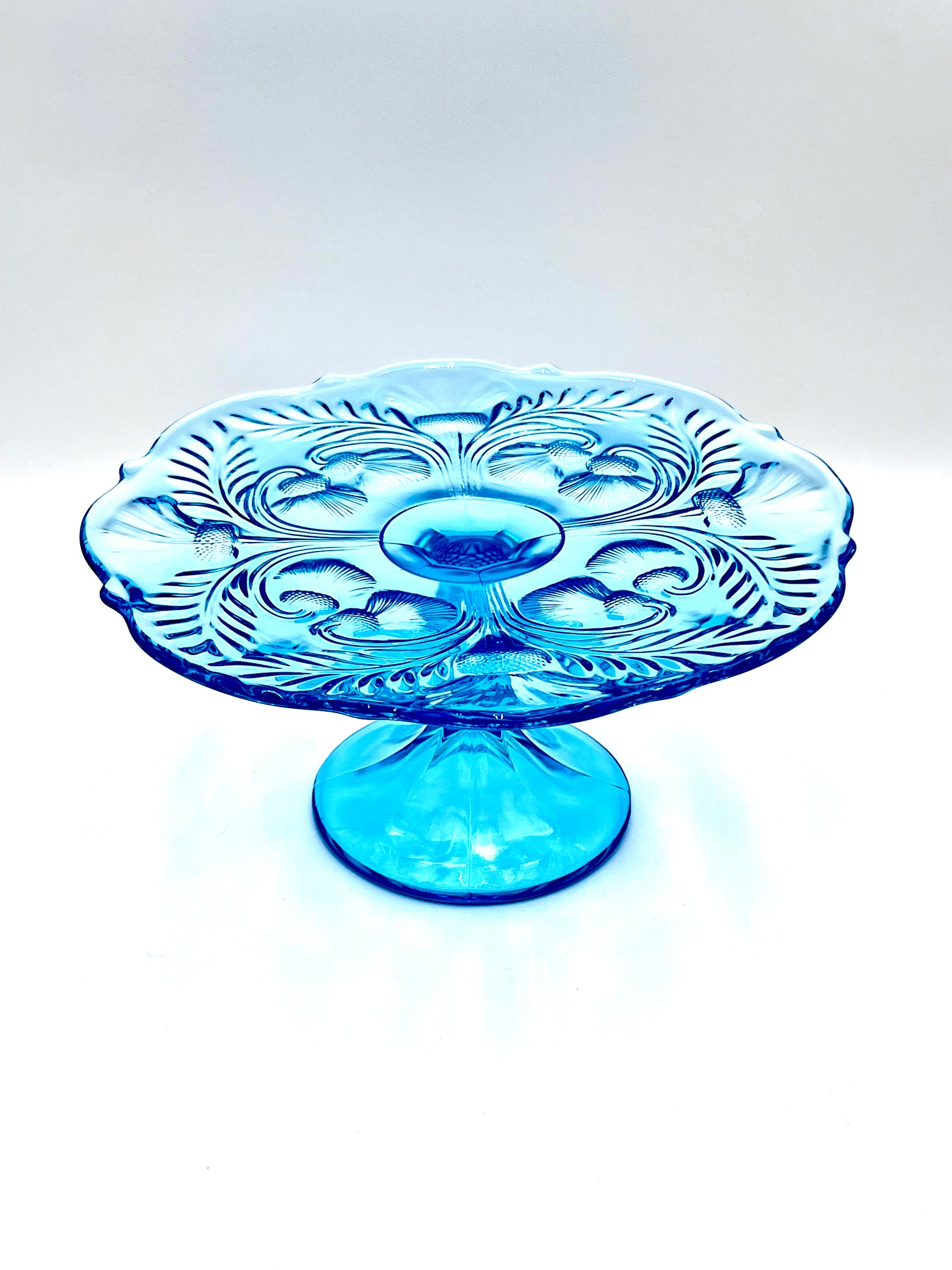 Mosser Blue Buffet Thistle 8 7/8" Wide Cake Stand or Cake Plate