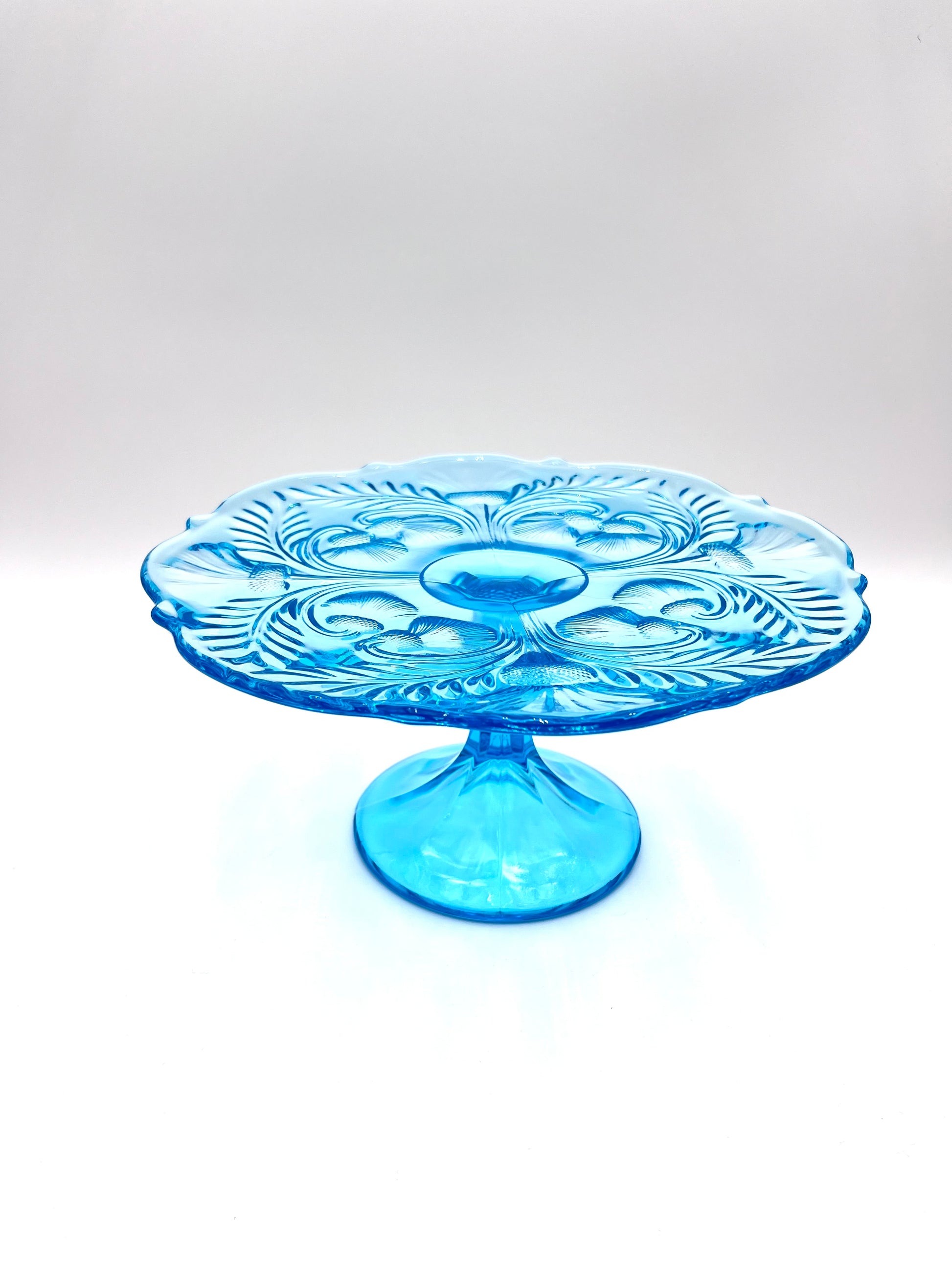 Mosser Blue Buffet Thistle 11 " Wide Cake Stand or Cake Plate
