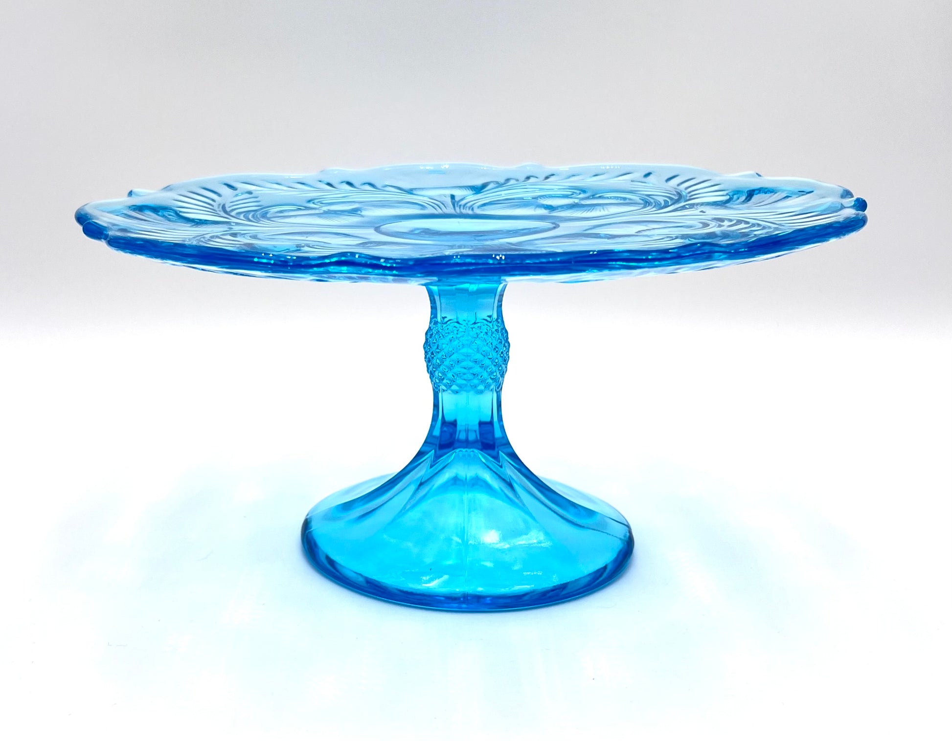 Mosser Blue Buffet Thistle 8 7/8" Wide Cake Stand or Cake Plate