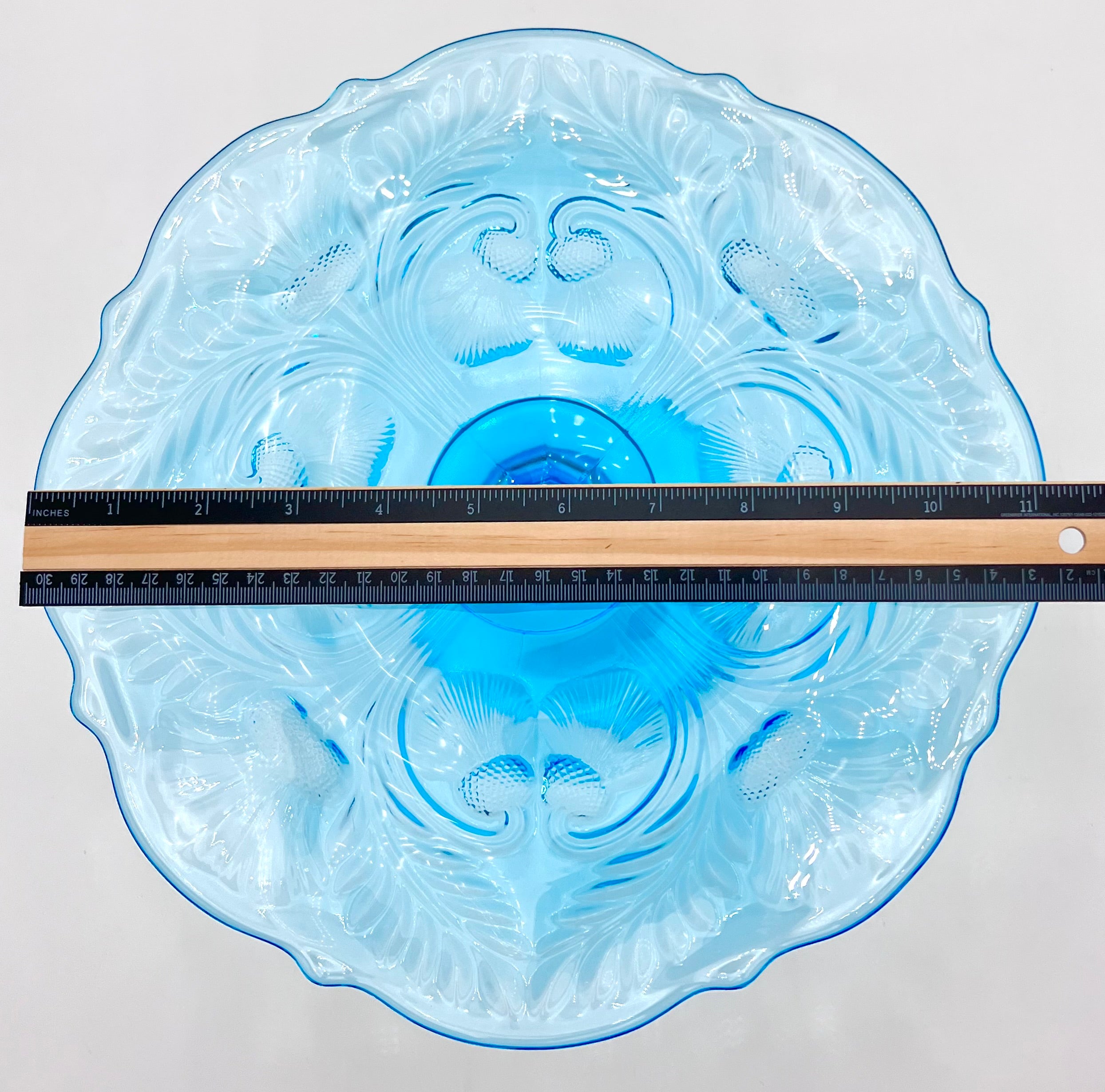 Mosser Blue Buffet Thistle 11 " Wide Cake Stand or Cake Plate