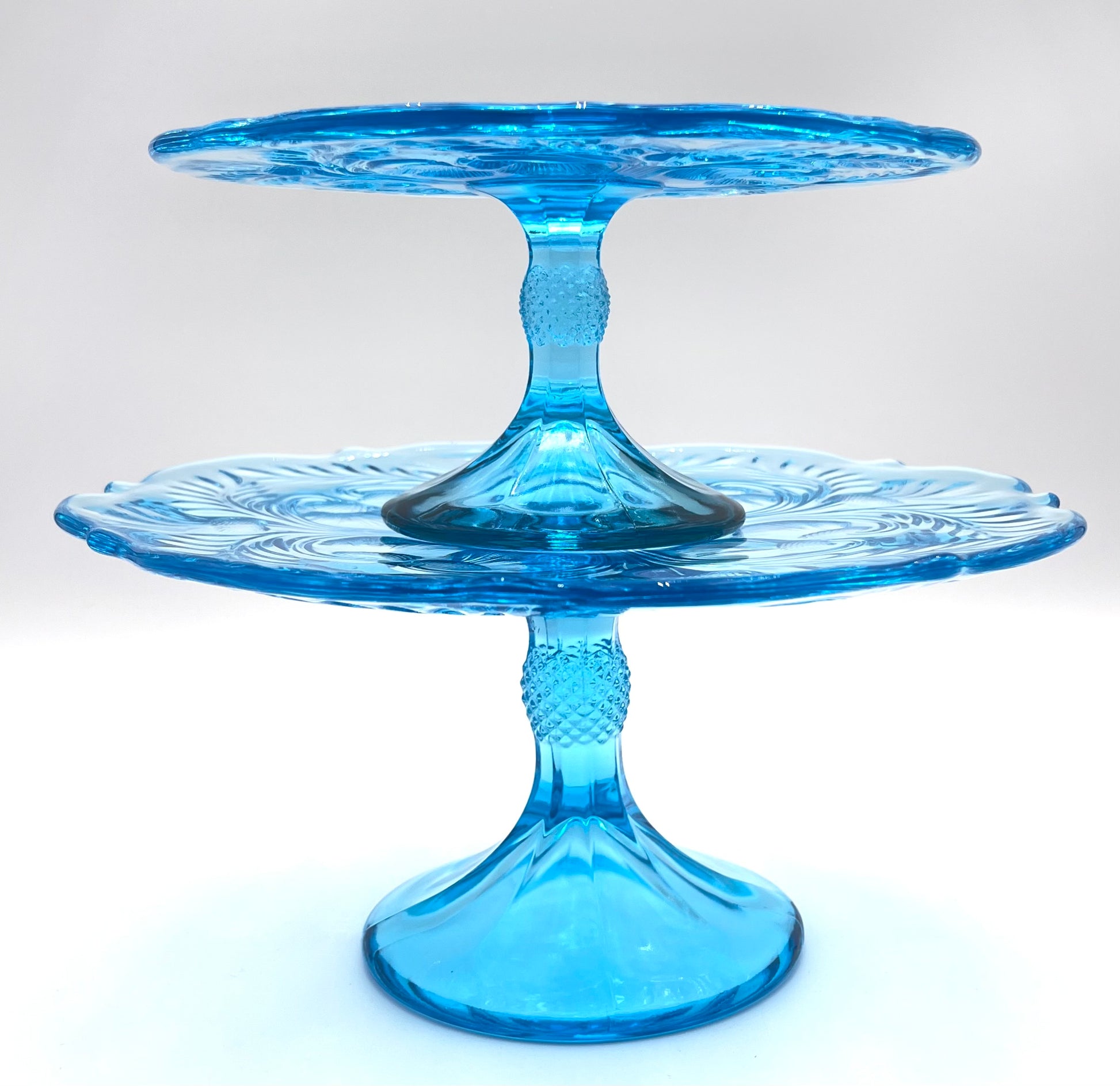 Mosser Blue Buffet Thistle 8 7/8" Wide Cake Stand or Cake Plate