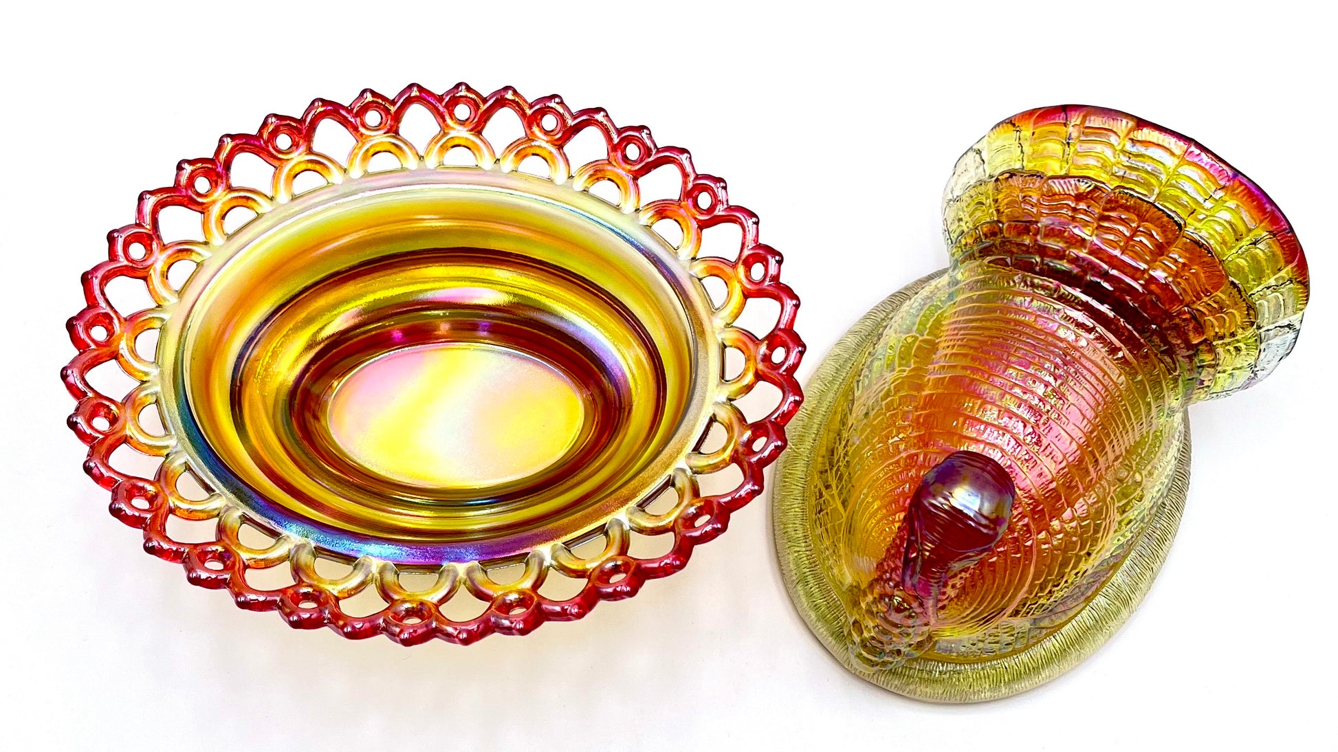 Mosser Marigold Turkey 8-1/2" Long by 7" Wide Holiday Centerpiece Cadmium Glows under UV Light