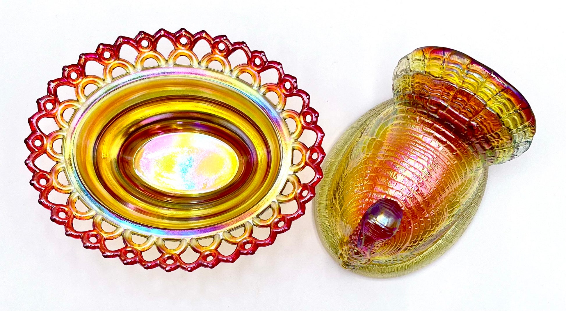 Mosser Marigold Turkey 8-1/2" Long by 7" Wide Holiday Centerpiece Cadmium Glows under UV Light