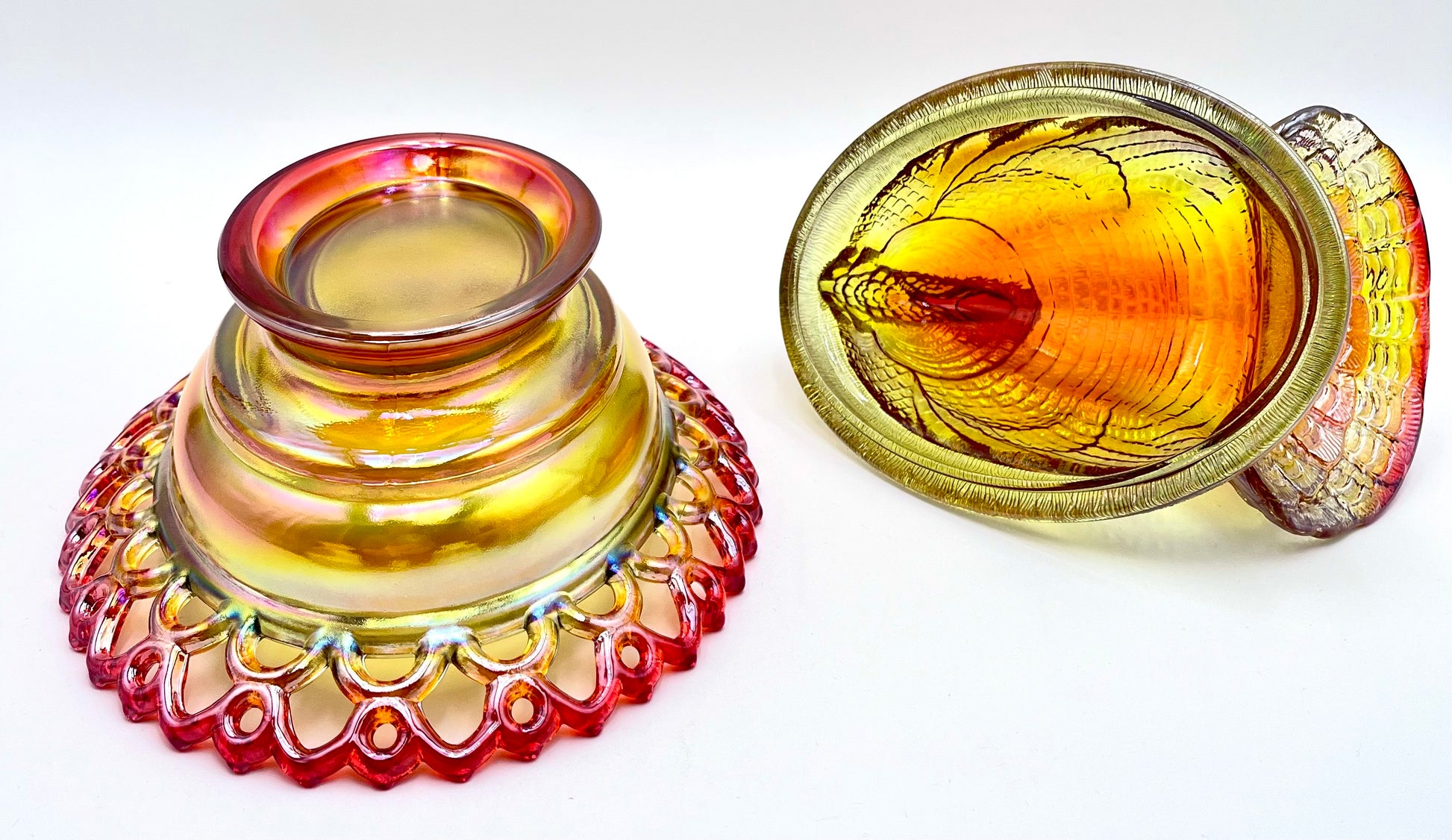 Mosser Marigold Turkey 8-1/2" Long by 7" Wide Holiday Centerpiece Cadmium Glows under UV Light