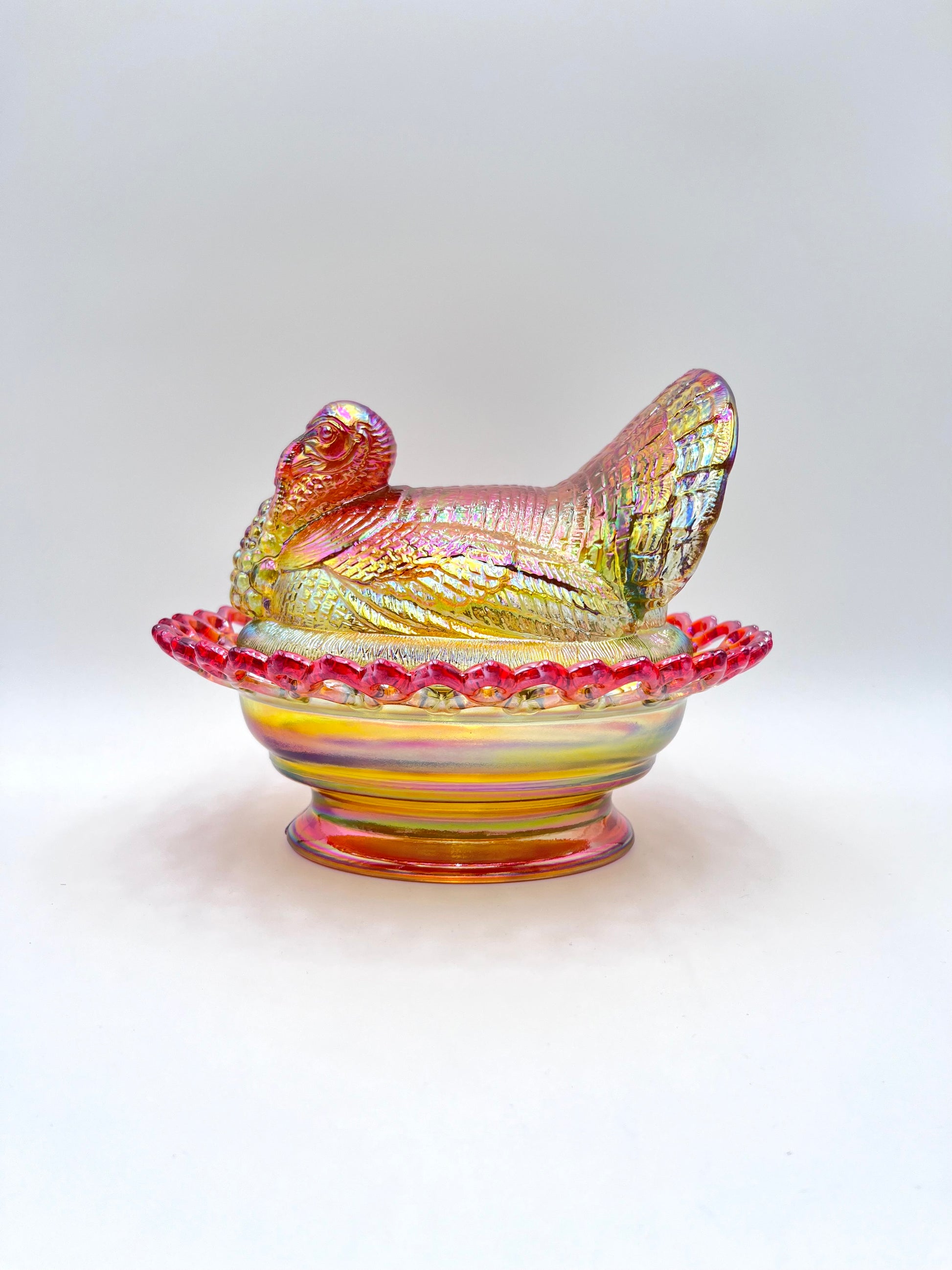 Mosser Marigold Turkey 8-1/2" Long by 7" Wide Holiday Centerpiece Cadmium Glows under UV Light