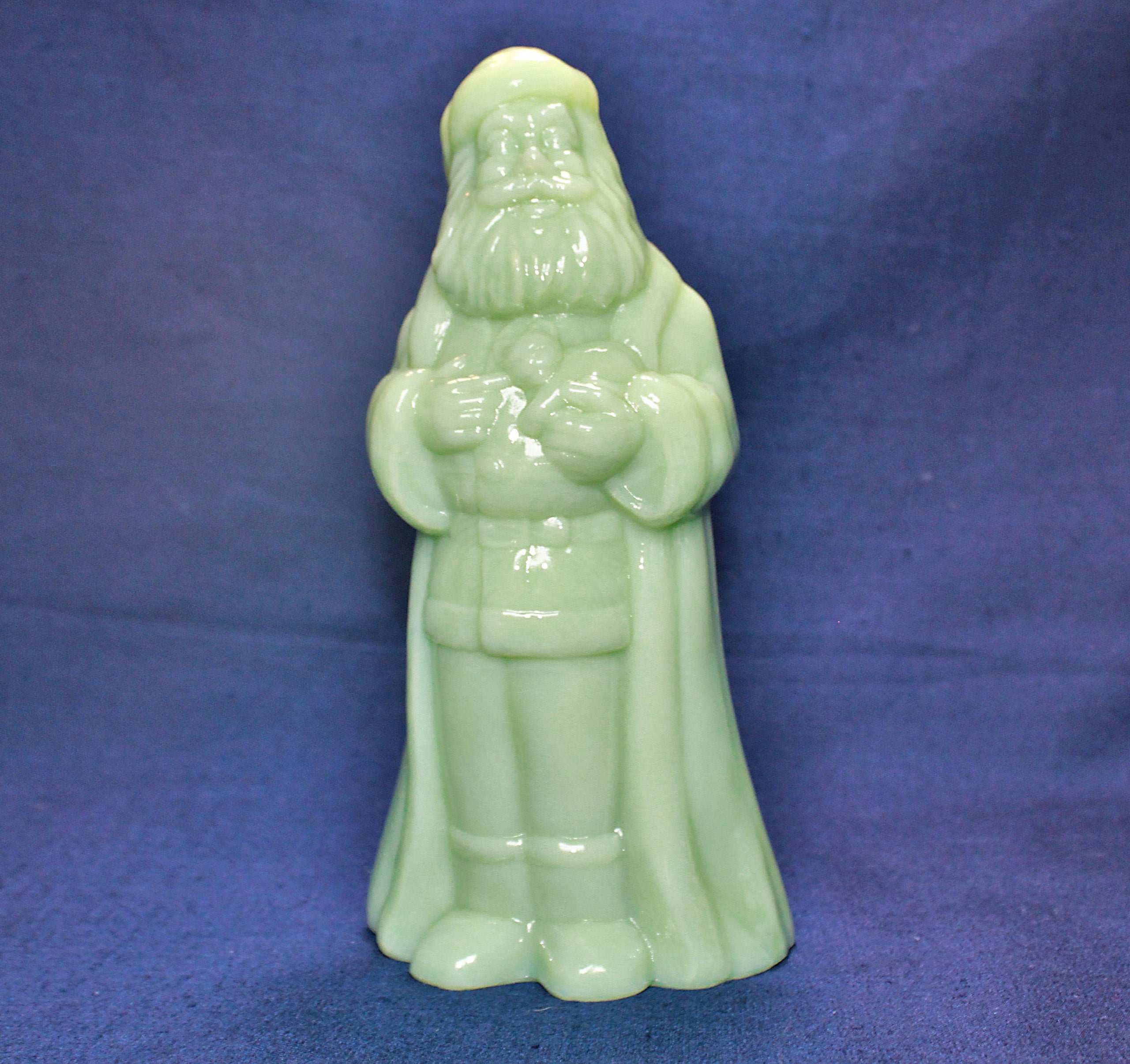 Mosser Standing Santa in Jadeite, 8-1/2" high, 4-1/4" wide