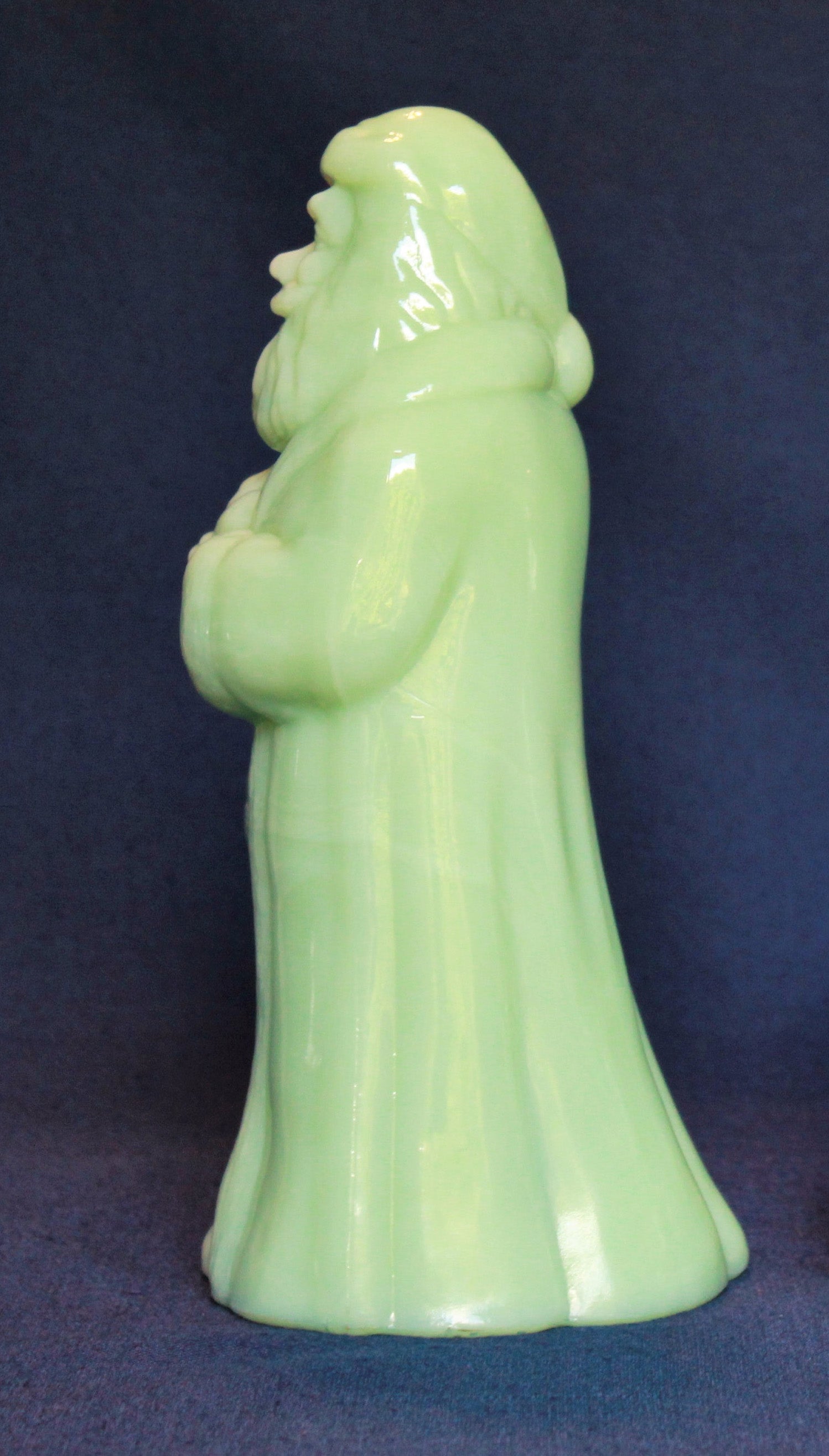 Mosser Standing Santa in Jadeite, 8-1/2" high, 4-1/4" wide