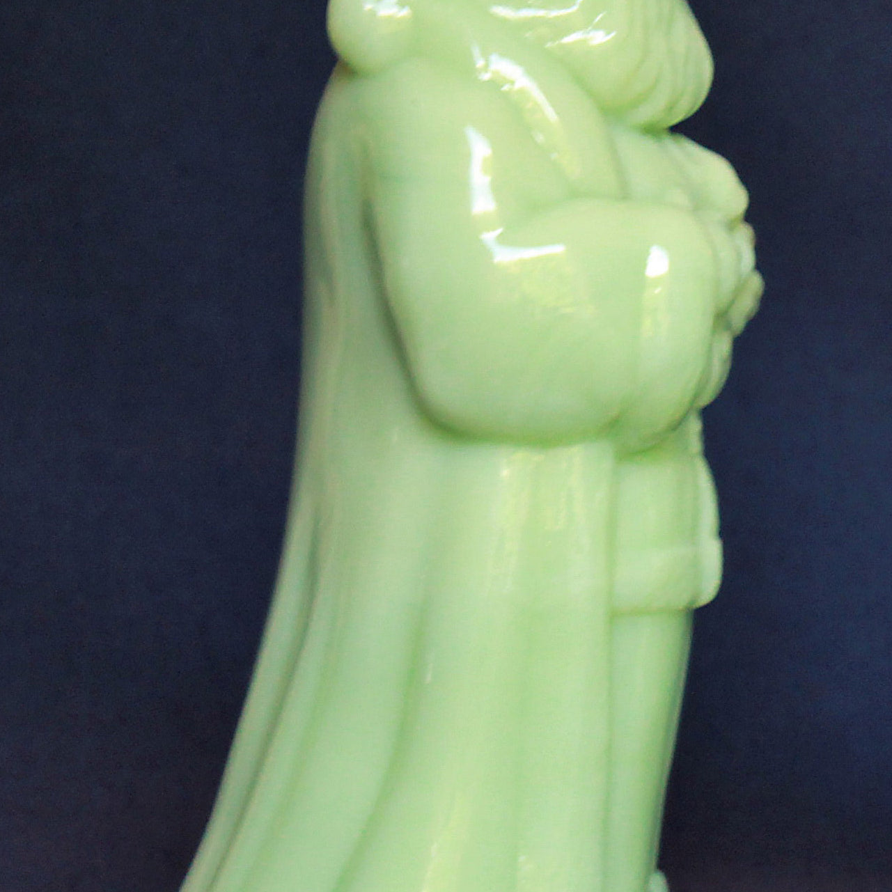 Mosser Standing Santa in Jadeite, 8-1/2" high, 4-1/4" wide