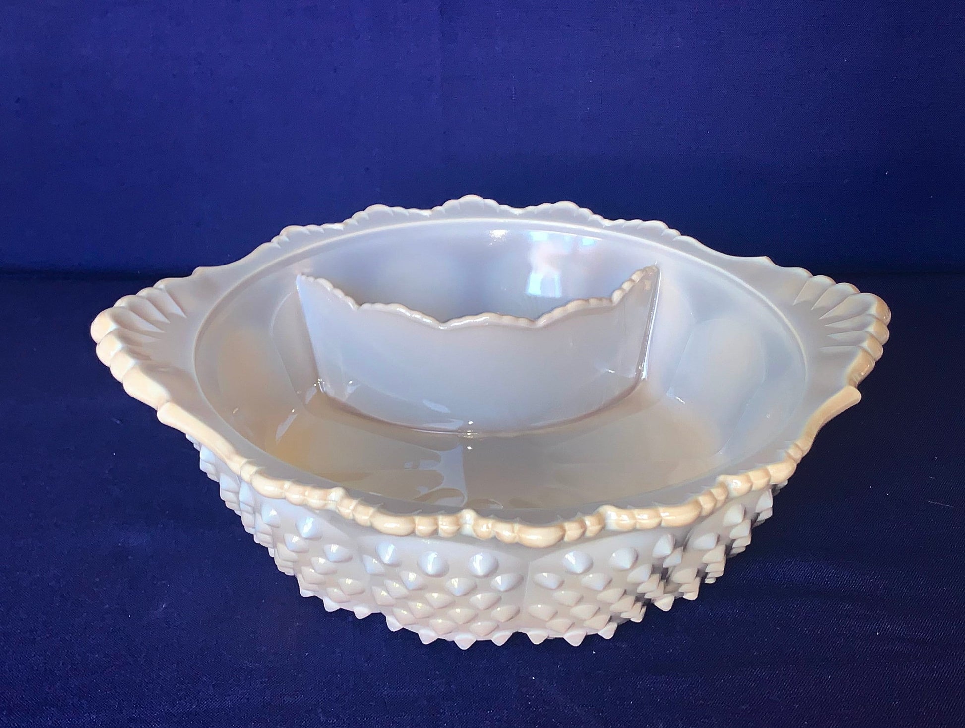 Mosser Grey Chip & Dip Bowl, 3 1/2" High by 12 3/8" Wide, Relish Tray, Vegetable and Dip, Shrimp and Cocktail