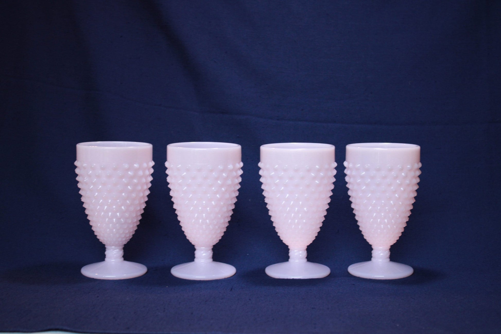 Mosser Crown Tuscan Hobnail Water Goblets Set of 4 Holds 10 oz by Mosser Glass