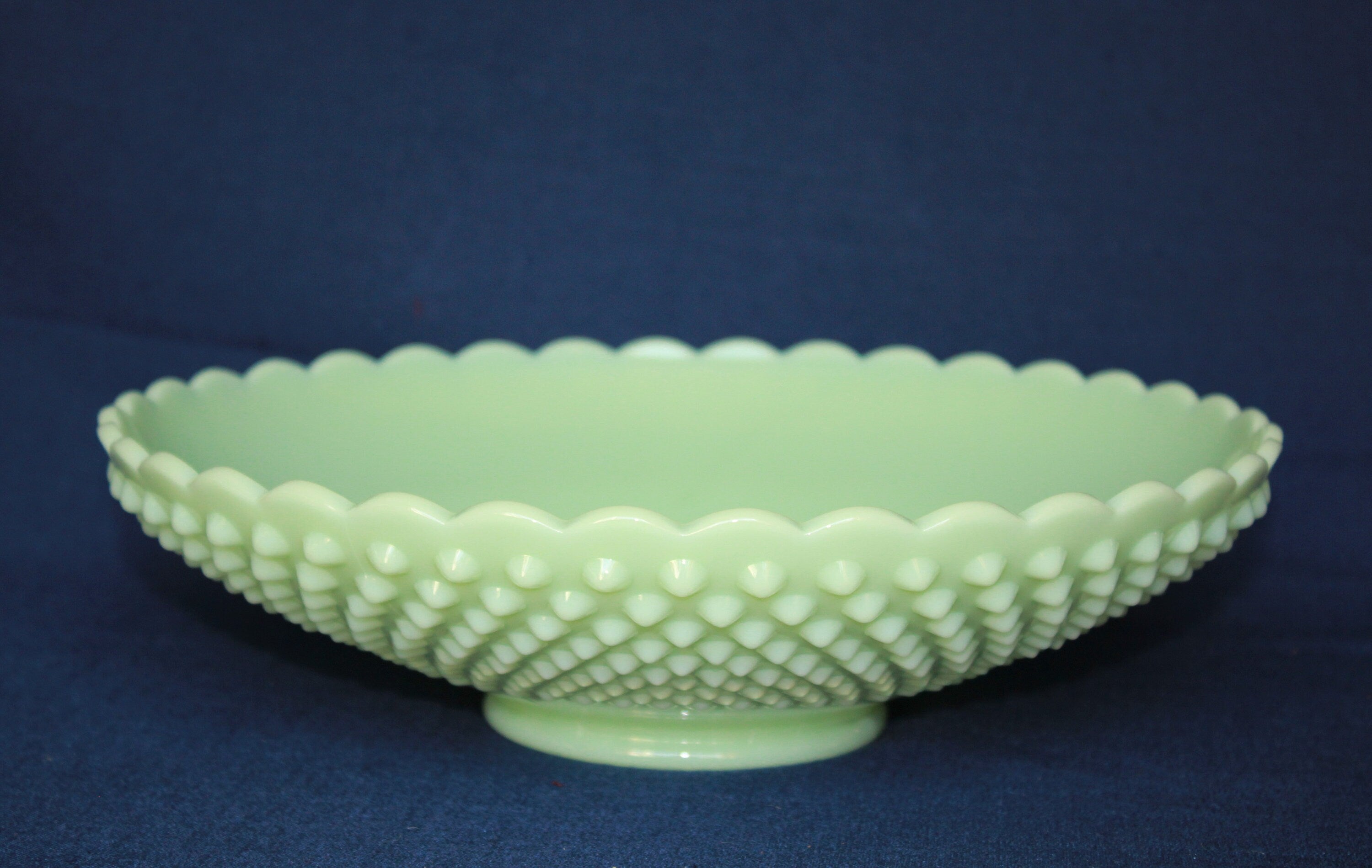 Mosser Jadeite Hobnail Bowl Fruit Bowl by Mosser Glass 11" Wide by 3-7/8" High
