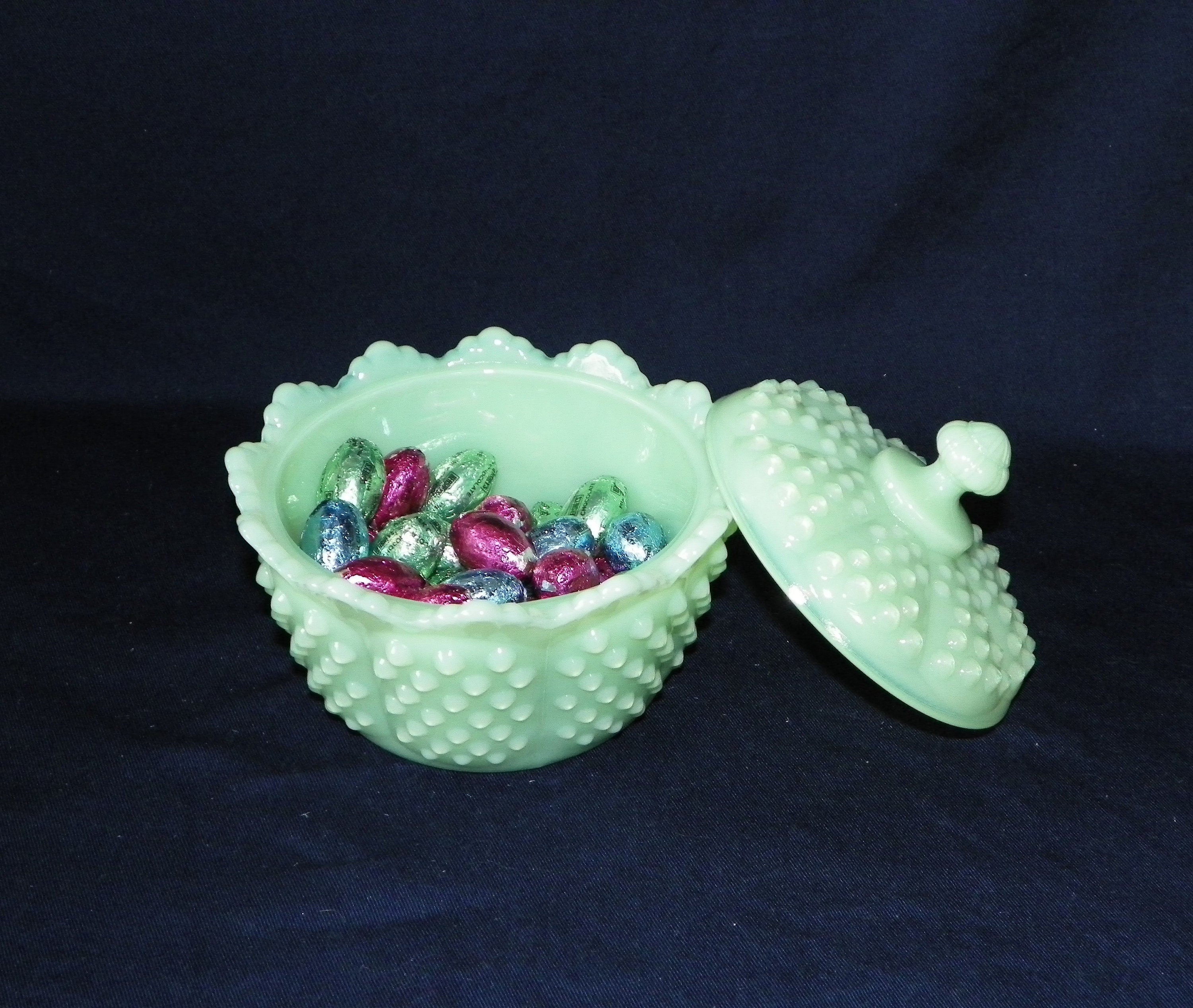 Hobnail Candy Dish, Powder Box Vintage Fenton Molds, YOUR Choice of Colors, Hand Pressed by Artists at Mosser Glass Company