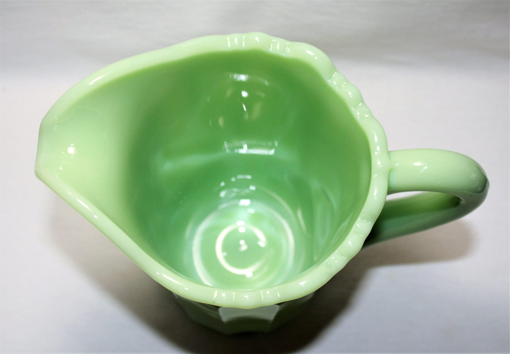 Jadeite Panel Pitcher by Mosser Glass