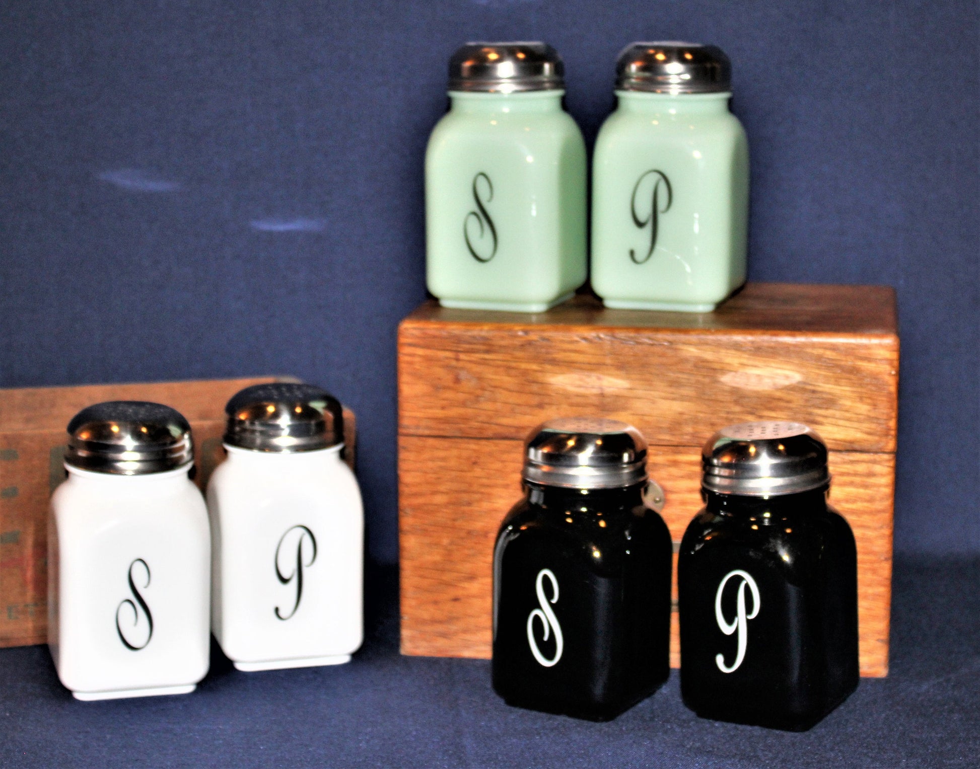 Monogram Salt and Pepper Shakers by Mosser Farmhouse Style, Your Choice of Colors