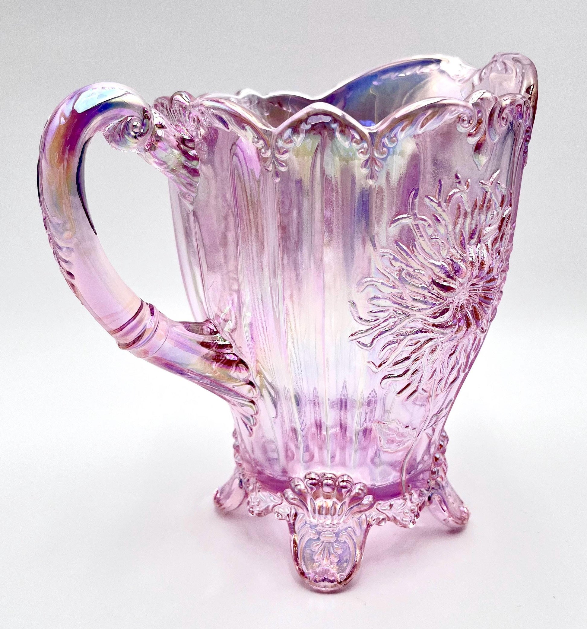 Dahlia Pitcher Pink Carnival by Mosser Glass