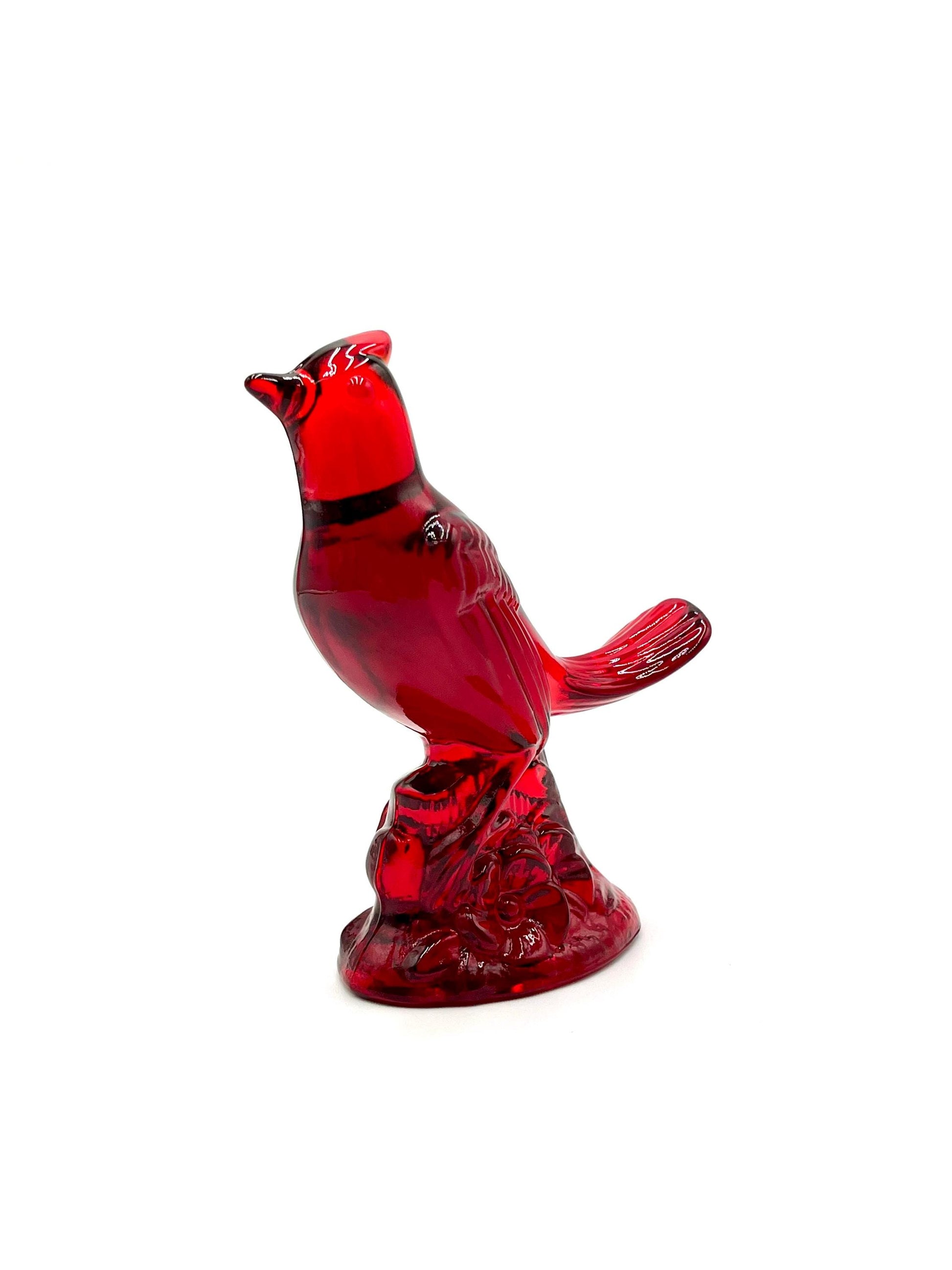 Mosser Red Cardinal 5" High Ruby Red Glass Cardinal with Cadmium