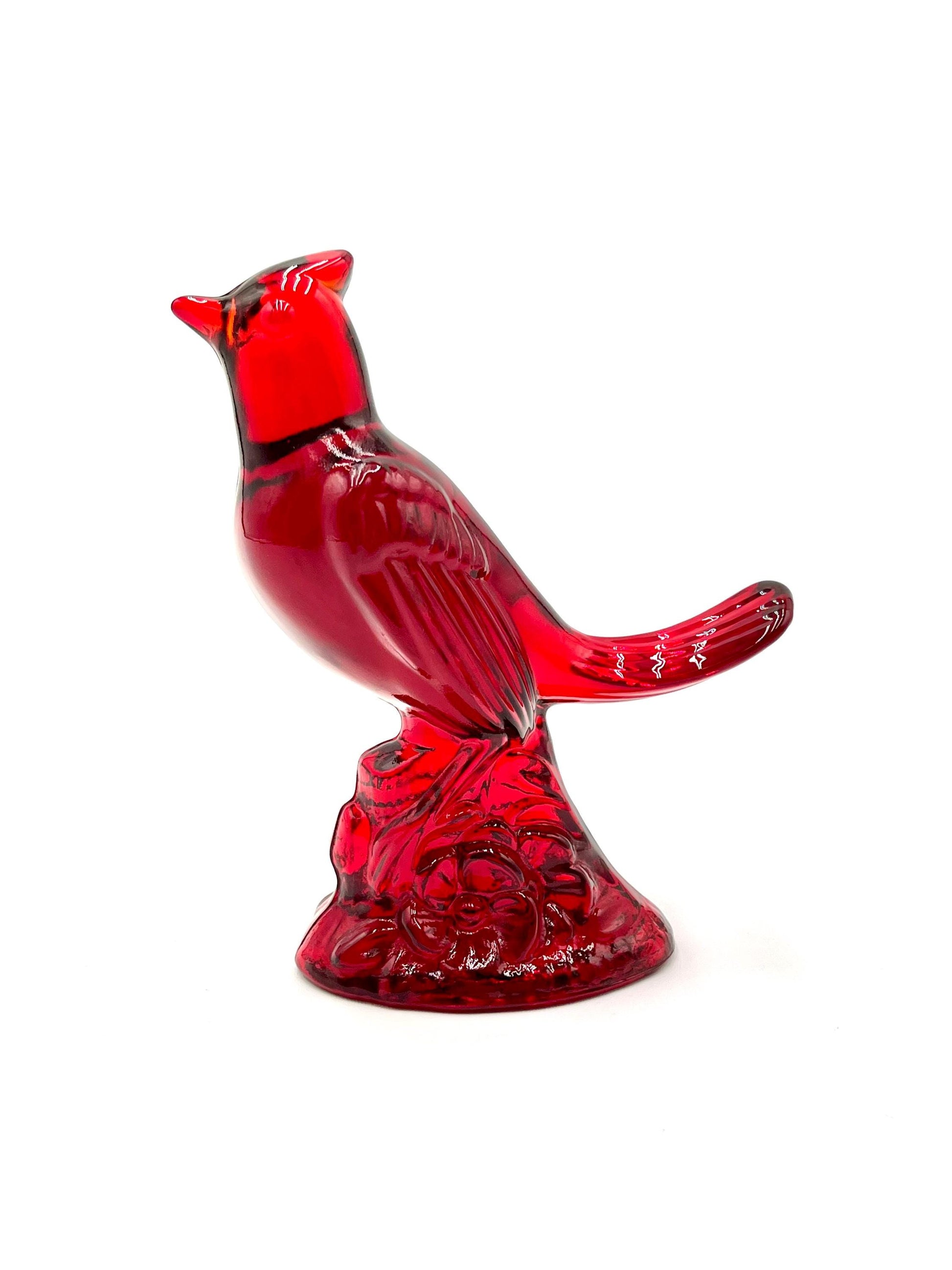 Mosser Red Cardinal 5" High Ruby Red Glass Cardinal with Cadmium