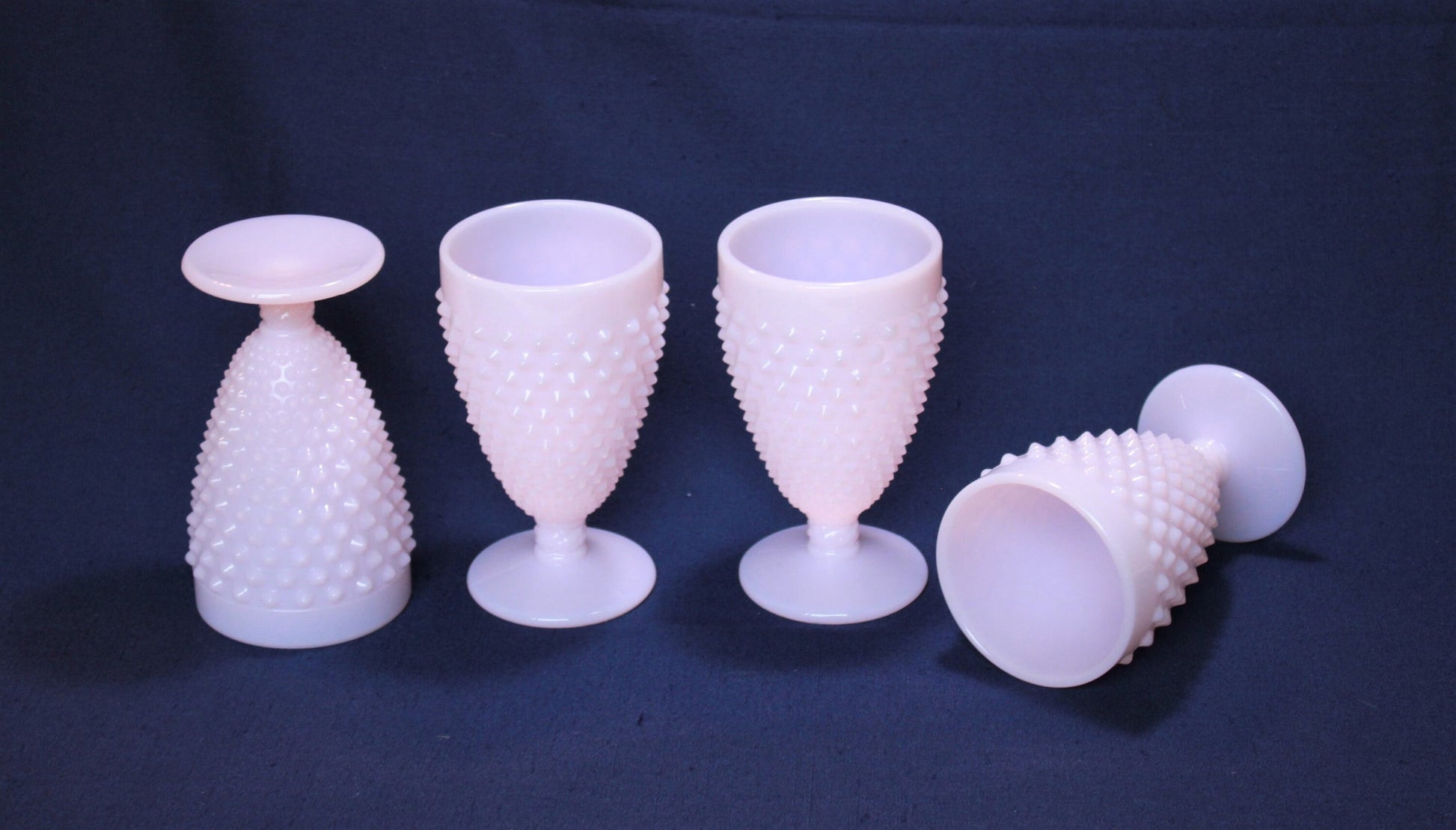 Mosser Crown Tuscan Hobnail Water Goblets Set of 4 Holds 10 oz by Mosser Glass