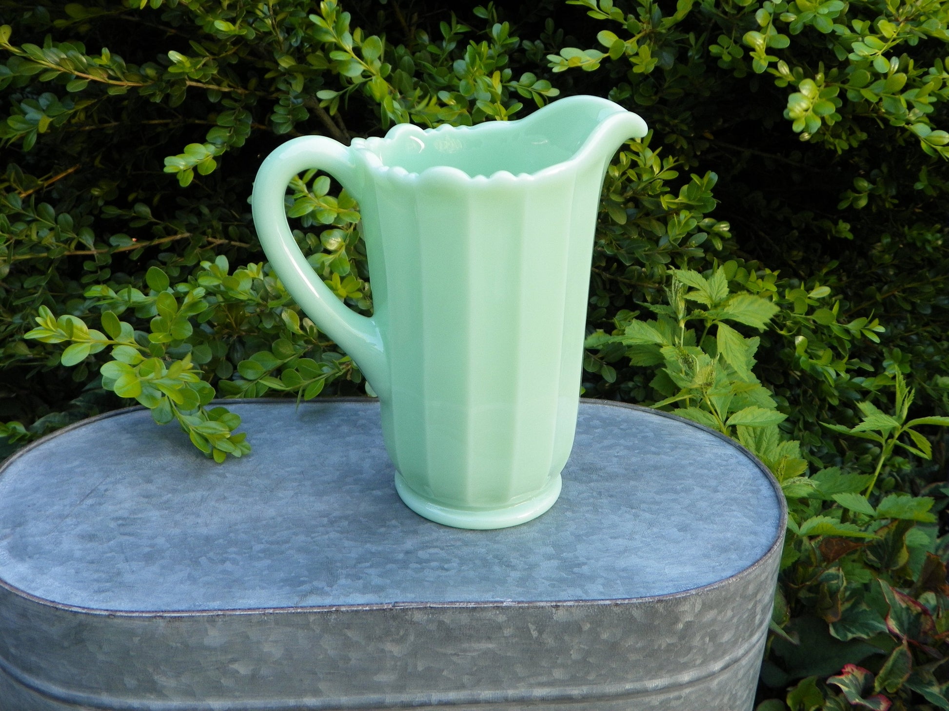 Jadeite Panel Pitcher by Mosser Glass