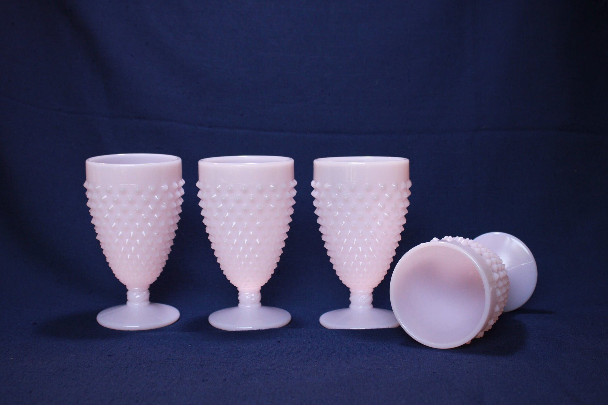 Mosser Crown Tuscan Hobnail Water Goblets Set of 4 Holds 10 oz by Mosser Glass