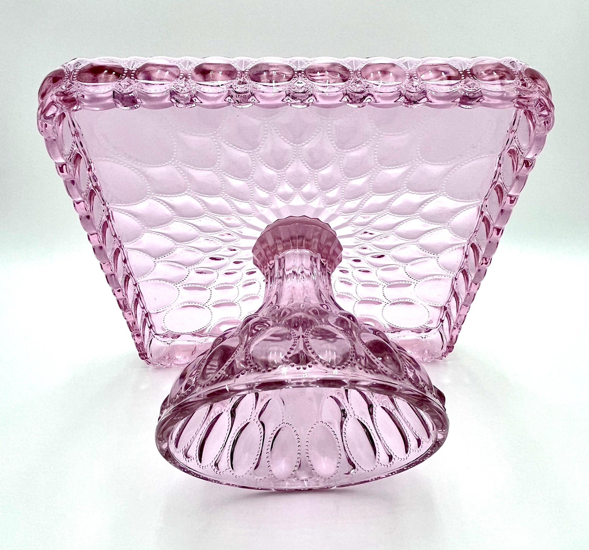 Mosser Pink Cake Stand or Cake Plate 10" Square Elizabeth Quilted Pedestal Cake Plate Wedding, Shower, Cupcakes