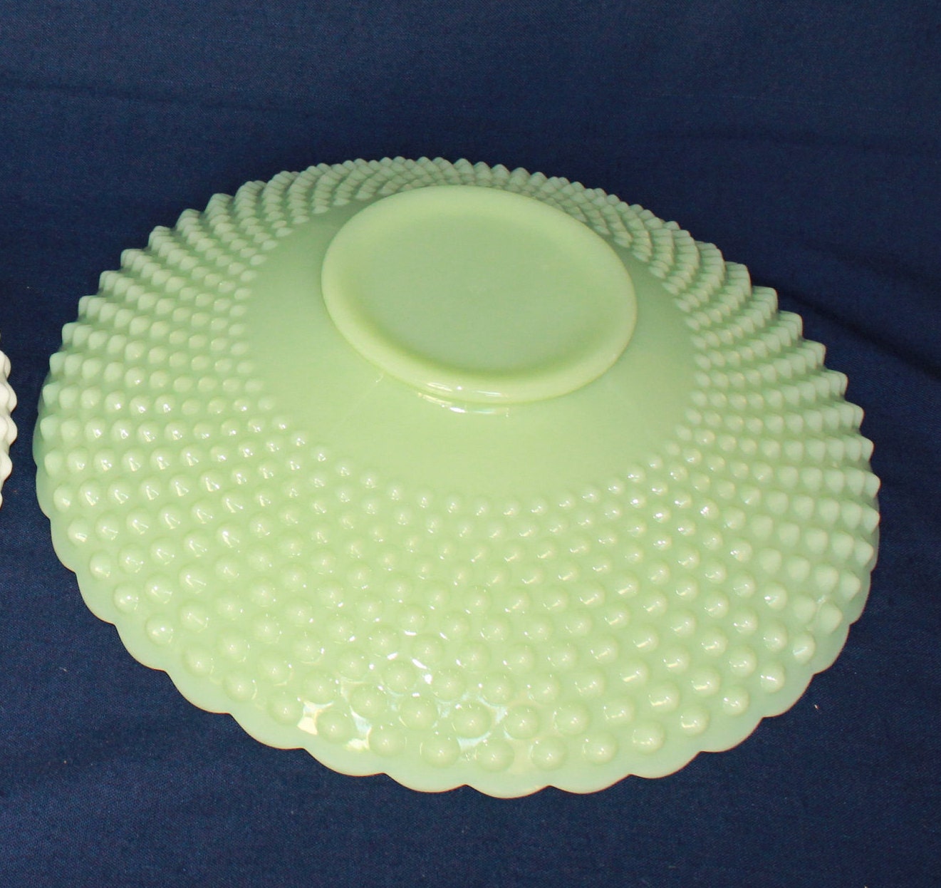 Mosser Jadeite Hobnail Bowl Fruit Bowl by Mosser Glass 11" Wide by 3-7/8" High