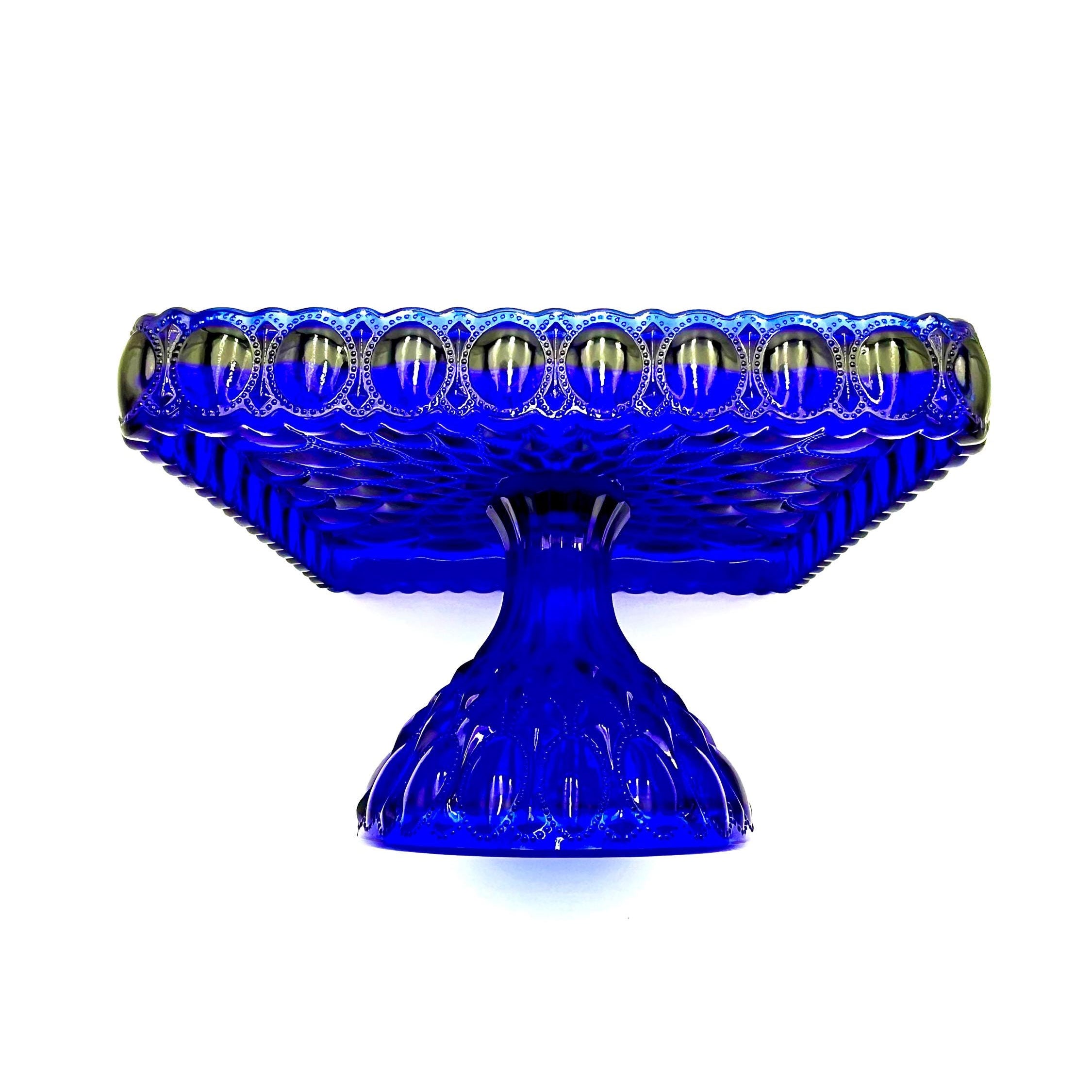 Mosser Cobalt Cake Stand or Cake Plate 10" Square Elizabeth Quilted Pedestal Cake Plate Wedding, Shower, Cupcakes