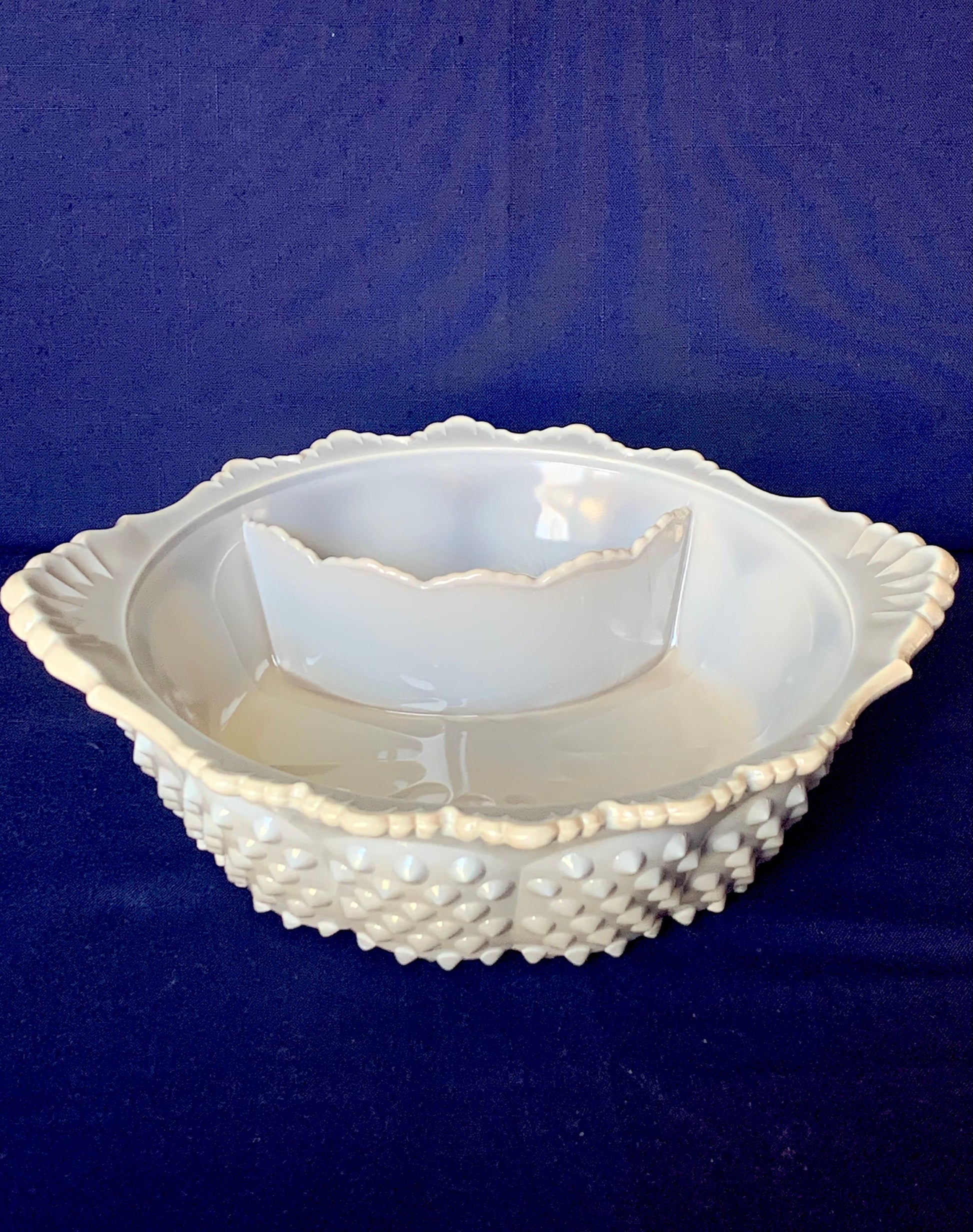 Mosser Grey Chip & Dip Bowl, 3 1/2" High by 12 3/8" Wide, Relish Tray, Vegetable and Dip, Shrimp and Cocktail
