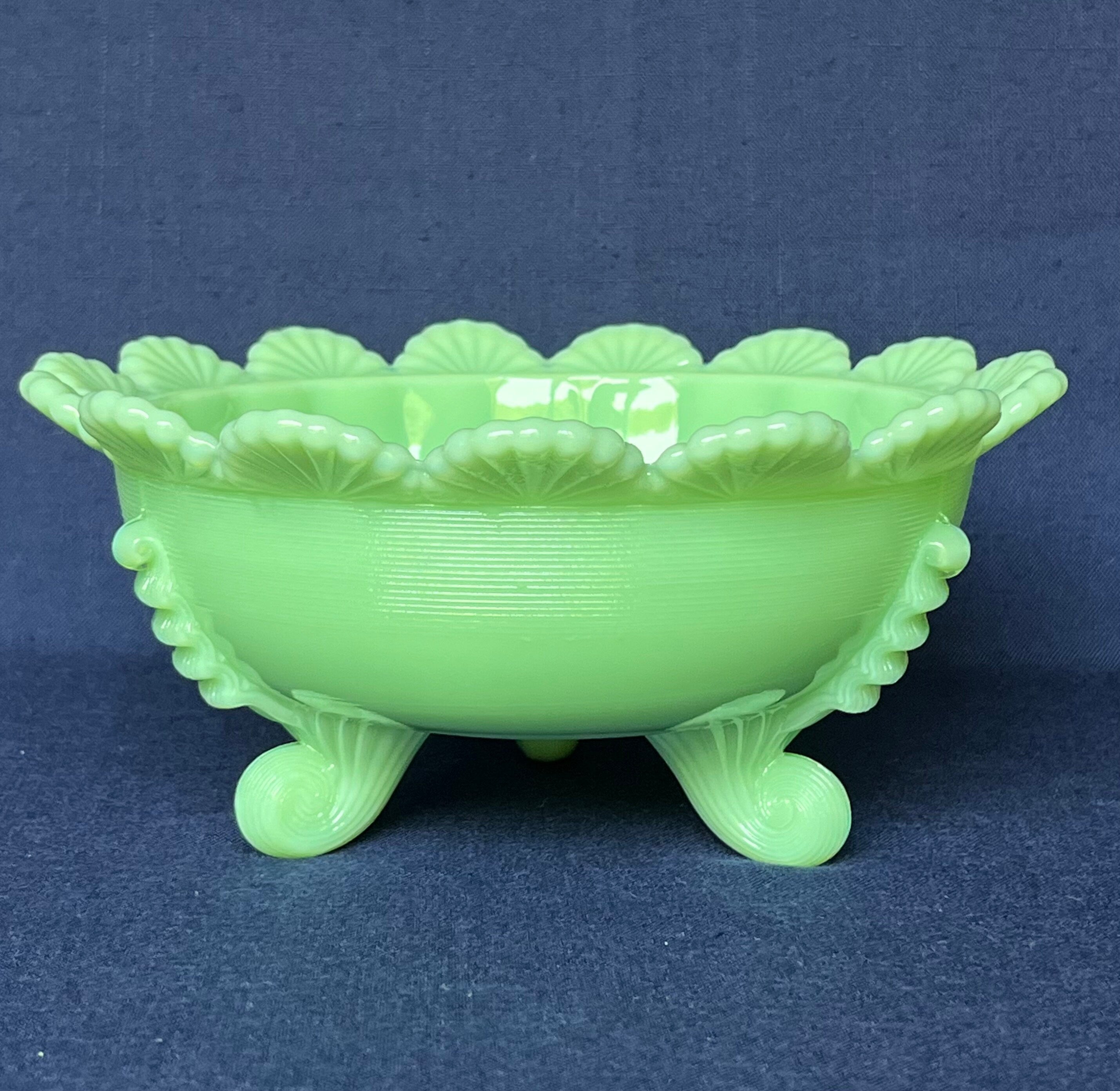 Jadeite Bowl 8" Wide 3 Toed Serving Bowl by Mosser Glass