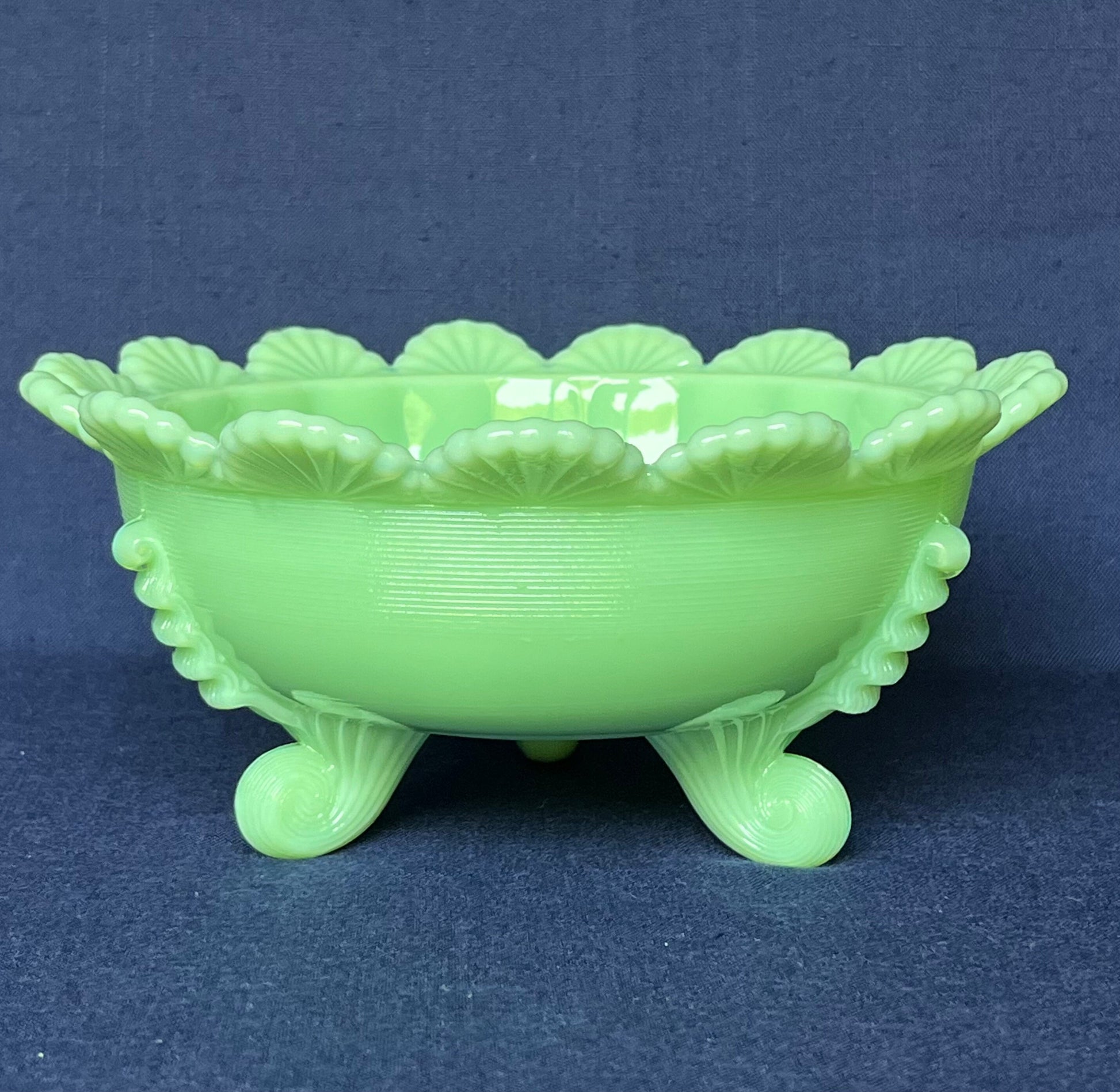 Jadeite Bowl 8" Wide 3 Toed Serving Bowl by Mosser Glass