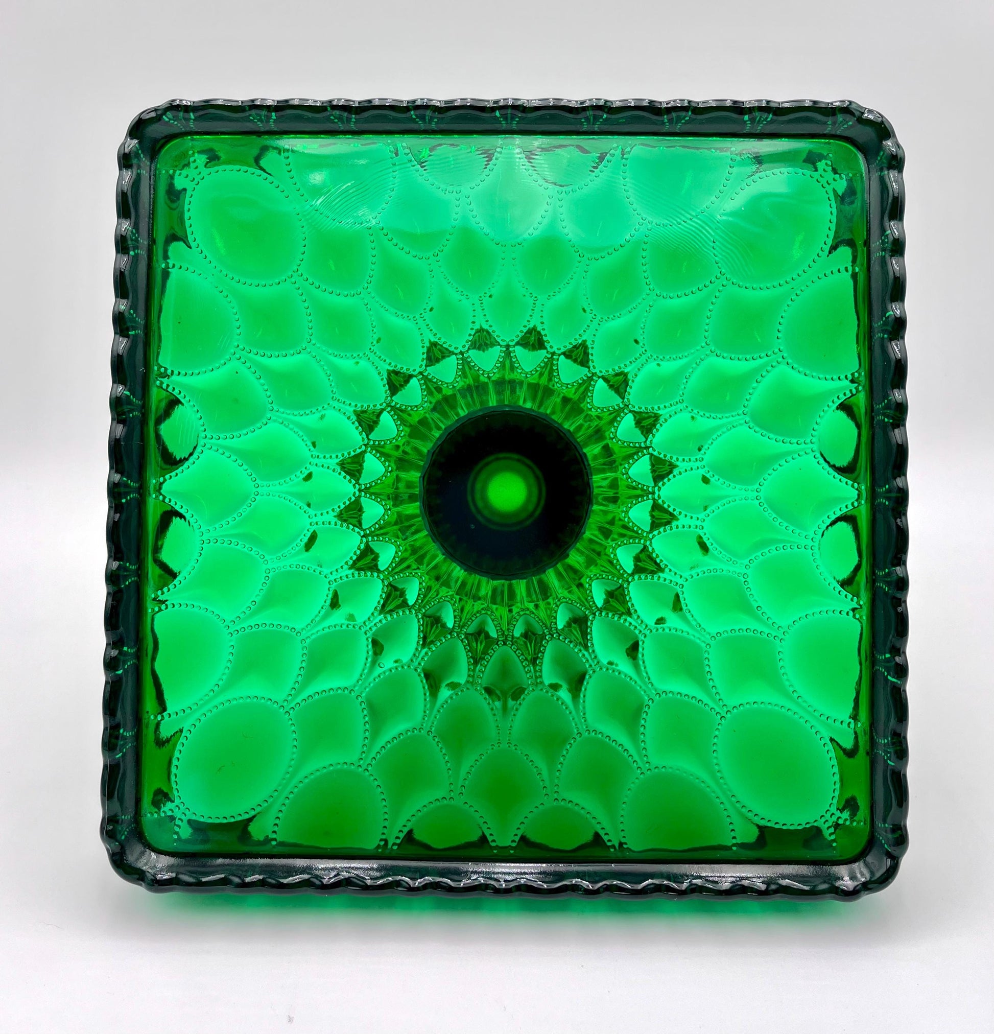 Mosser Hunter Green Cake Stand or Cake Plate 10" Square Elizabeth Quilted Pedestal Cake Plate Wedding, Shower, Cupcakes