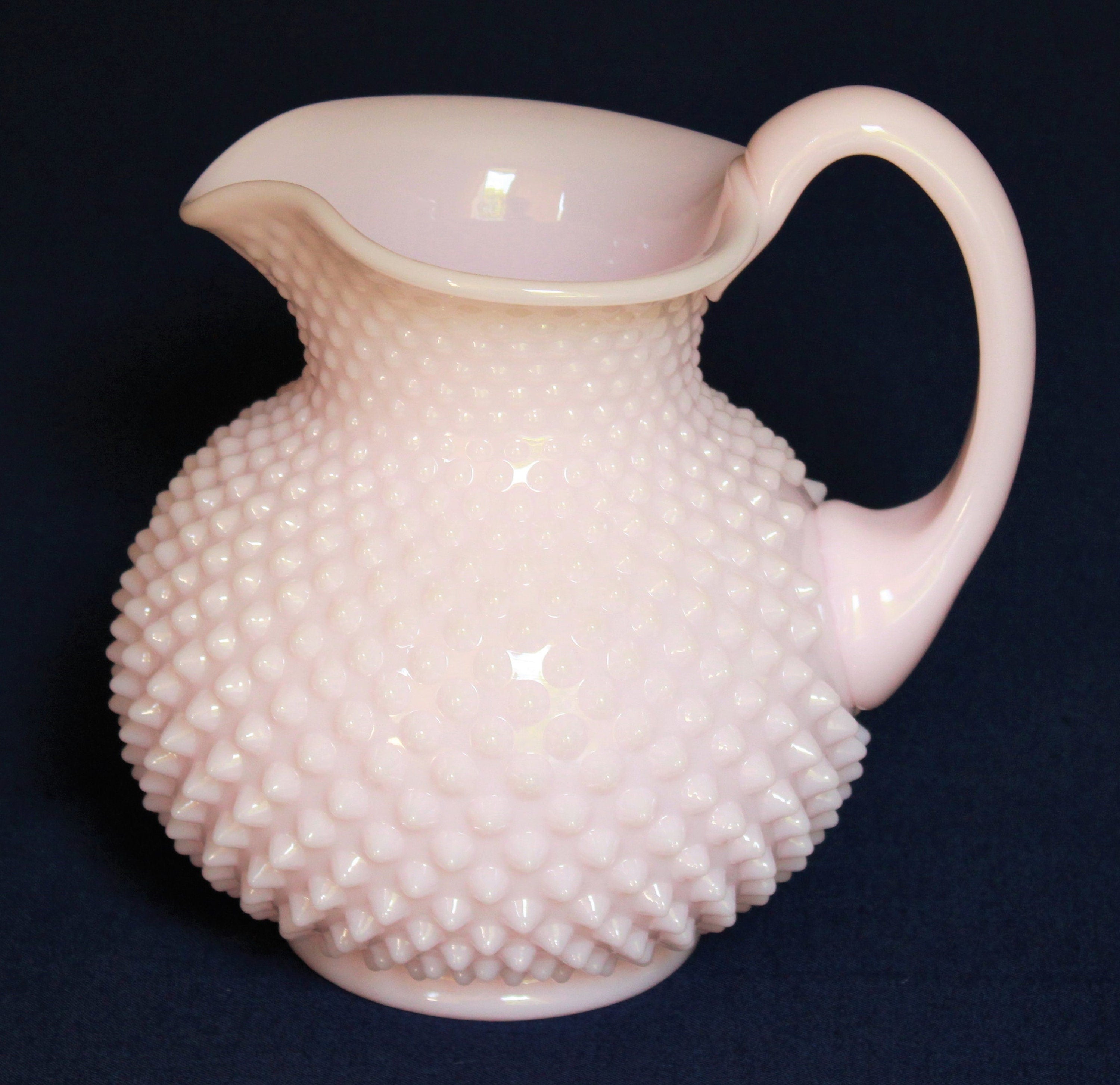 Mosser Pink Hobnail Pitcher, Crown Tuscan 88 oz Hobnail Beverage Server