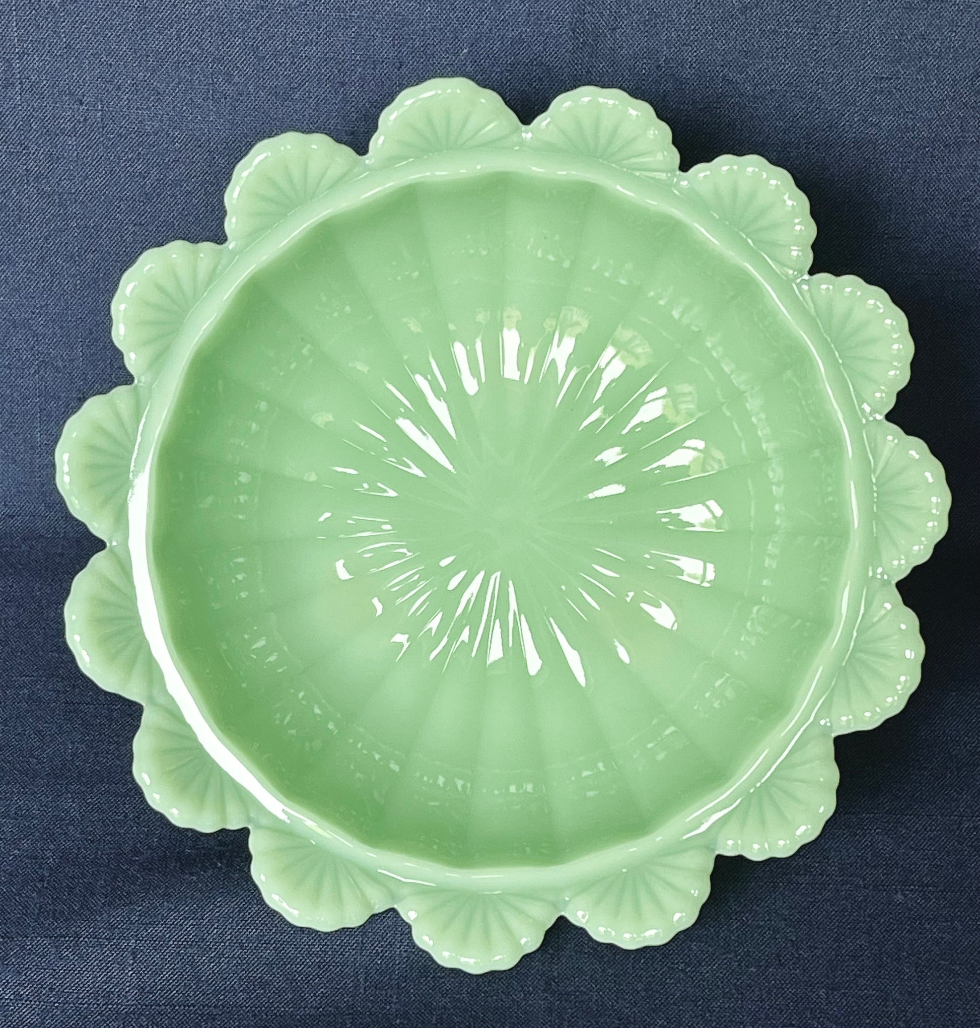 Jadeite Bowl 8" Wide 3 Toed Serving Bowl by Mosser Glass